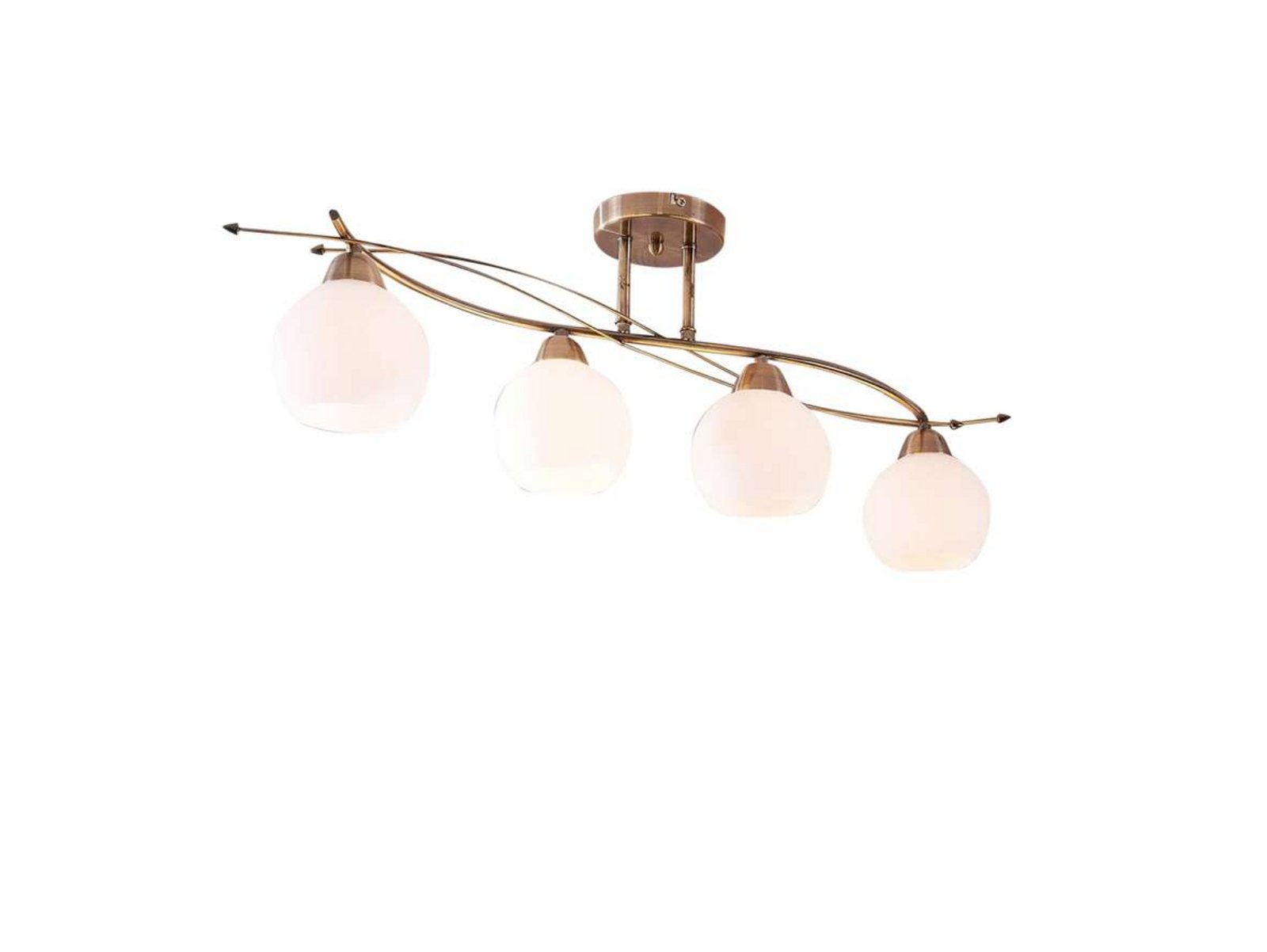 Leanda 4 Deckenleuchte Opal/Antique Brass - Lindby