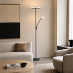 Lucande LED vloerlamp Raymond, zwart, CCT, leeslampje