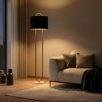 Floor lamp LM-9112-1E, marble base, textile shade