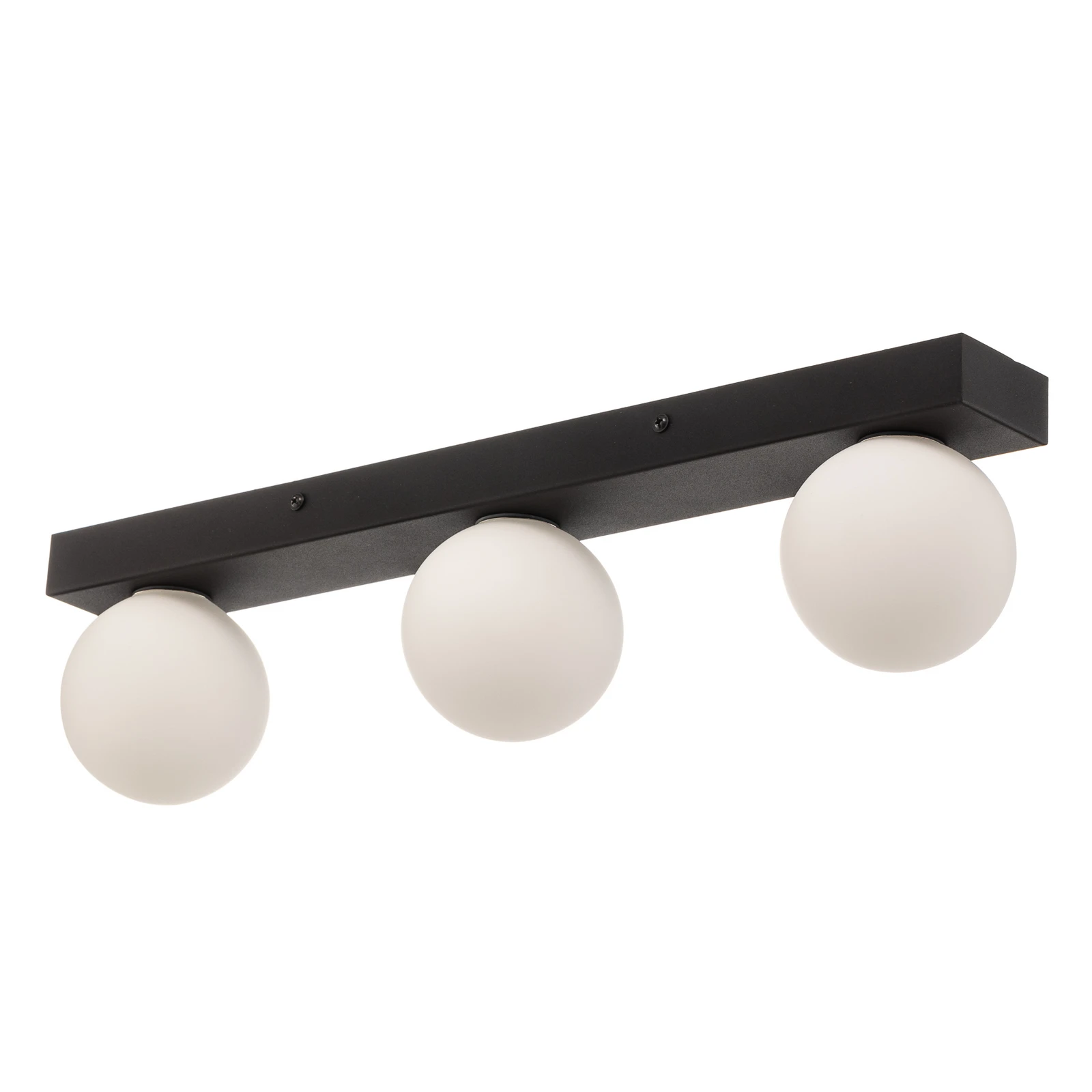 Mini badkamer plafondlamp, 3-lamps, zwart, glas/metaal