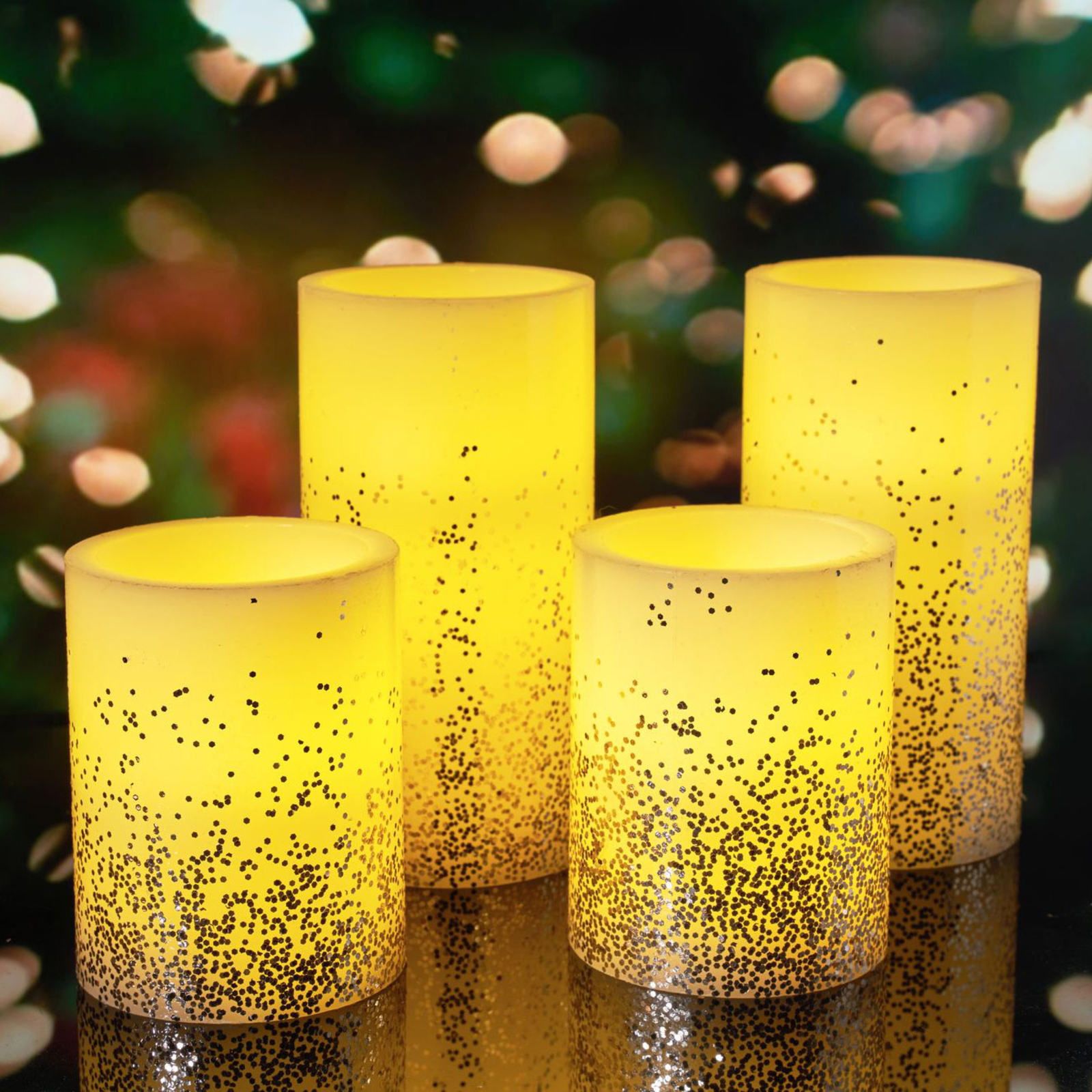Pauleen Golden Glitter Candle LED candle set of 4