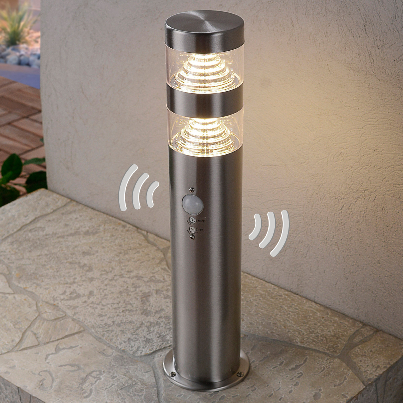 Lanea motion sensor LED pillar light,stainl.steel