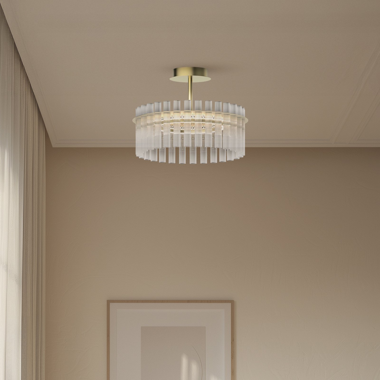 Lucande LED таванна лампа Luma, пръстен, злато, стъкло, Ø 45 cm