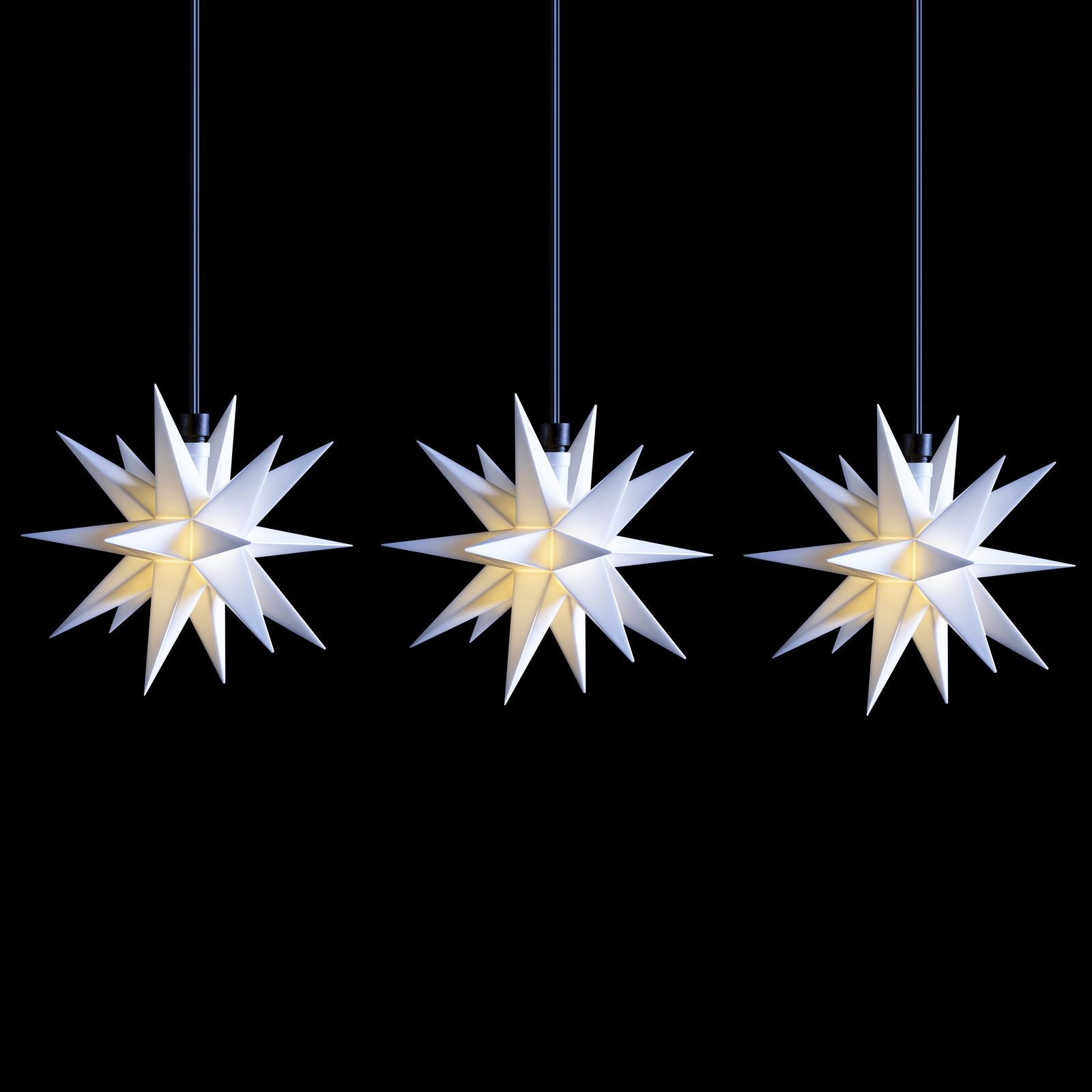 Mini star outdoor LED string lights 3-bulb white
