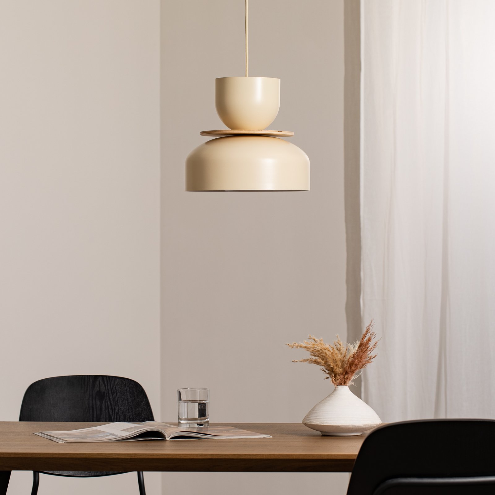 Lampada a sospensione Uto, crema/cavo crema, Ø 30 cm, metallo Lampada a sospensione Uto, crema/cavo crema, Ø 30 cm, metallo