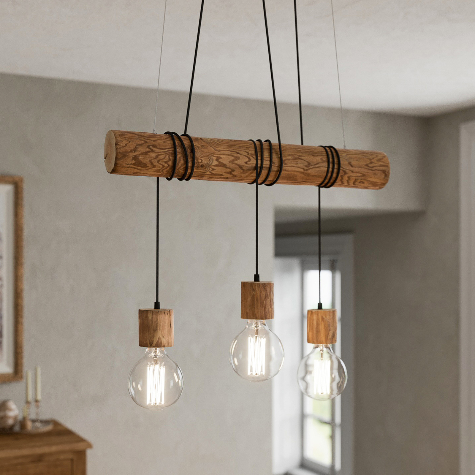 Envolight hanglamp houten licht 3-lamps | Lampen24.nl