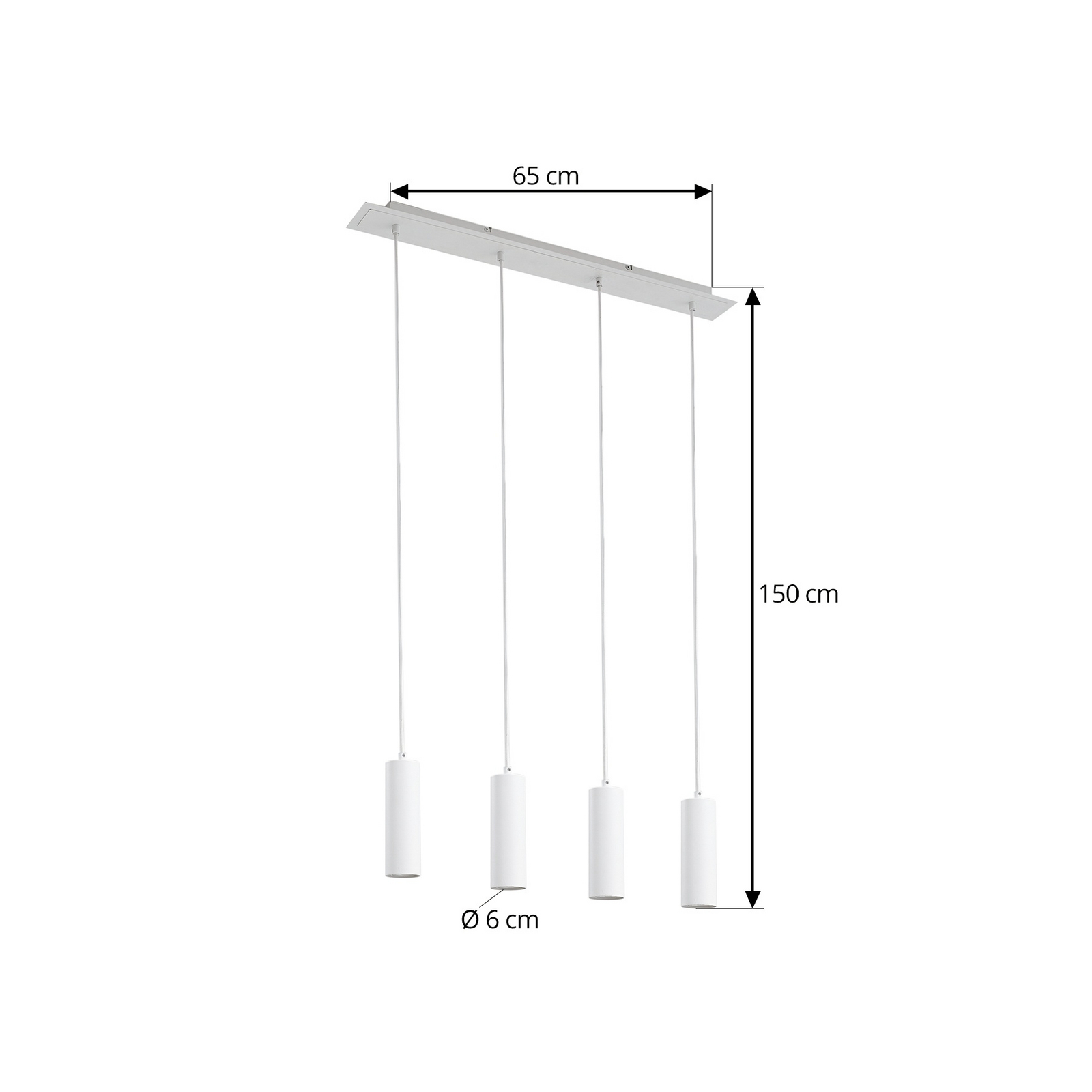 Lindby pendant light Joffrey, 76 cm, white, 4-bulb, GU10