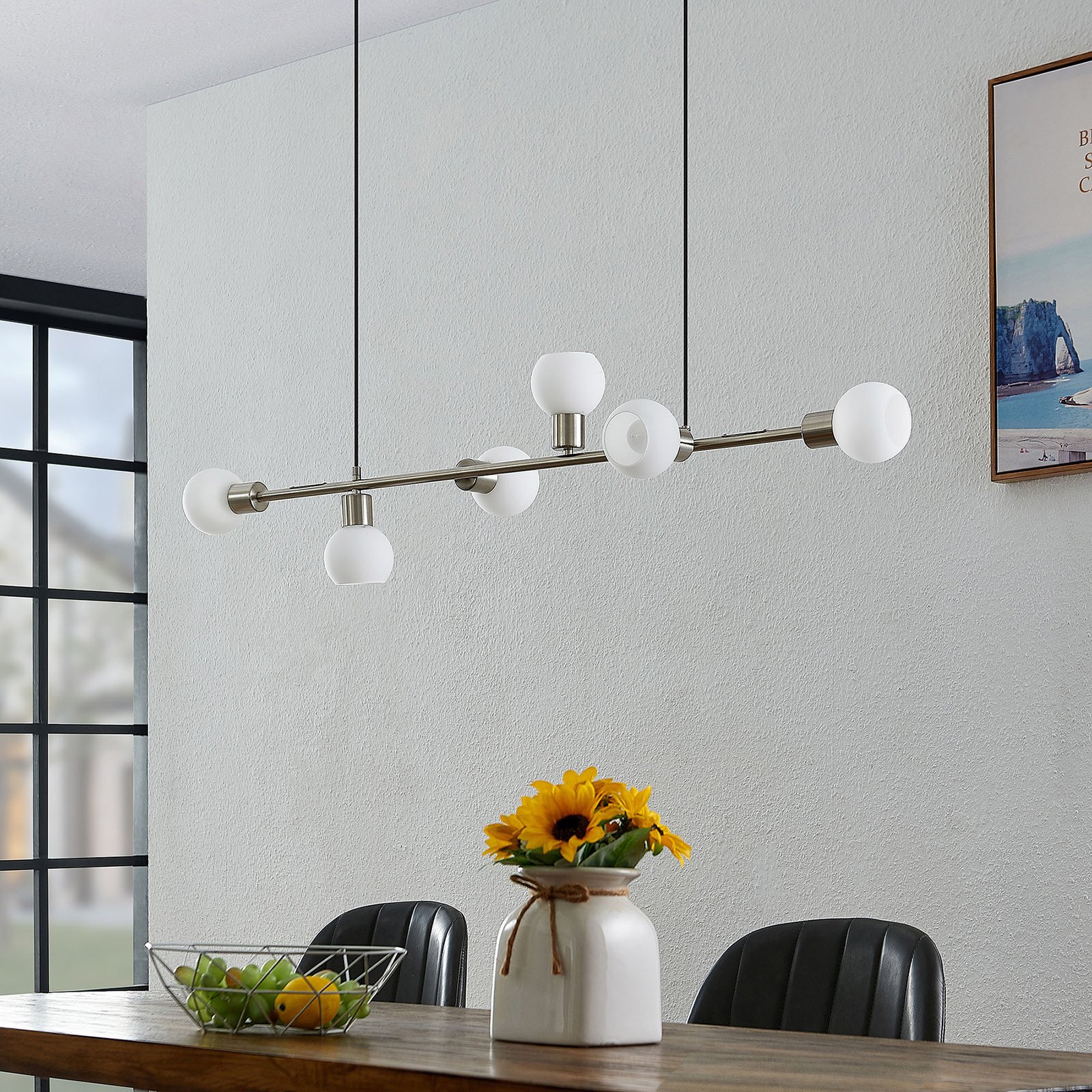 Biscala Pendant Nickel/Opal - Lindby