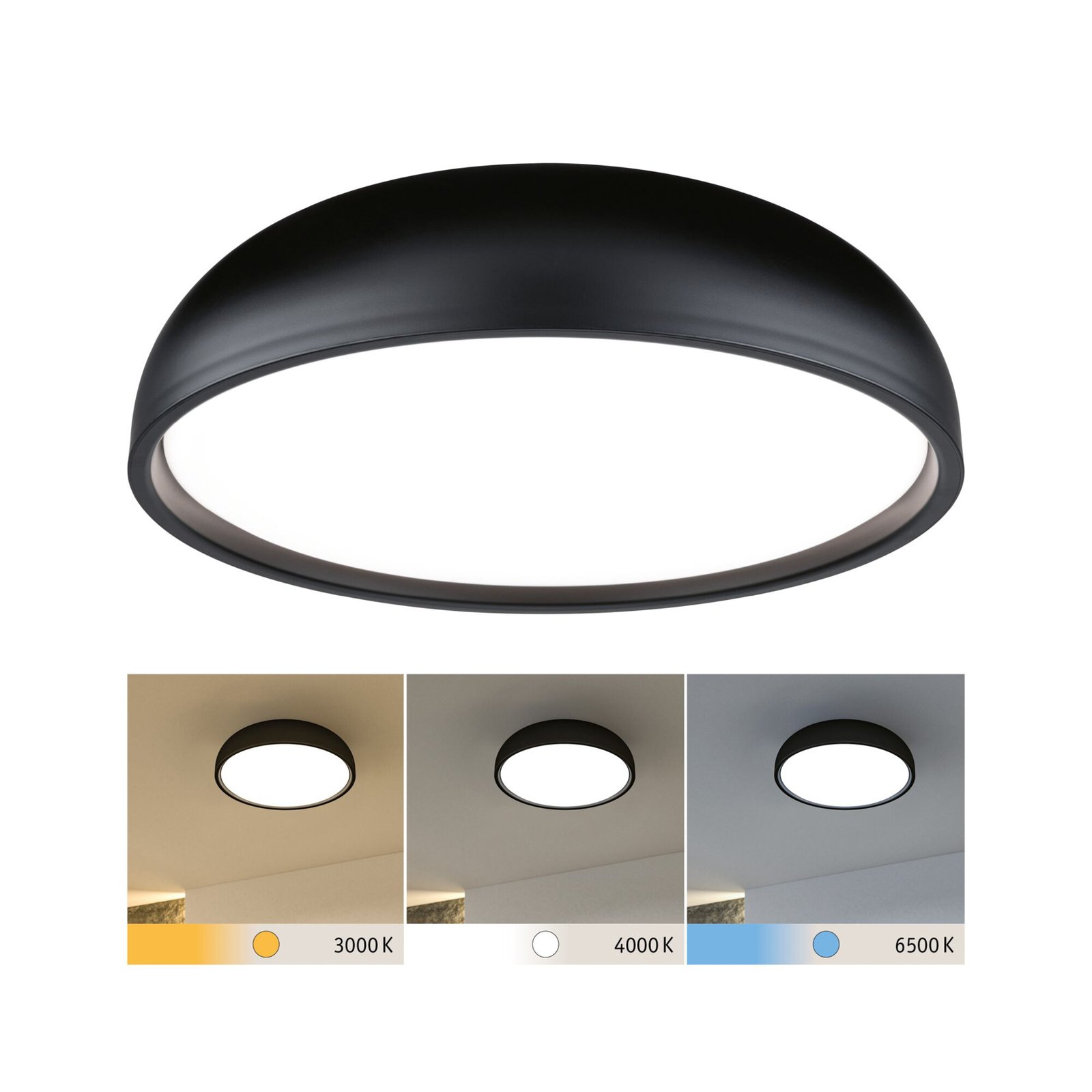 Oka LED Plafonnier IP44 Blanc/Noir - Paulmann