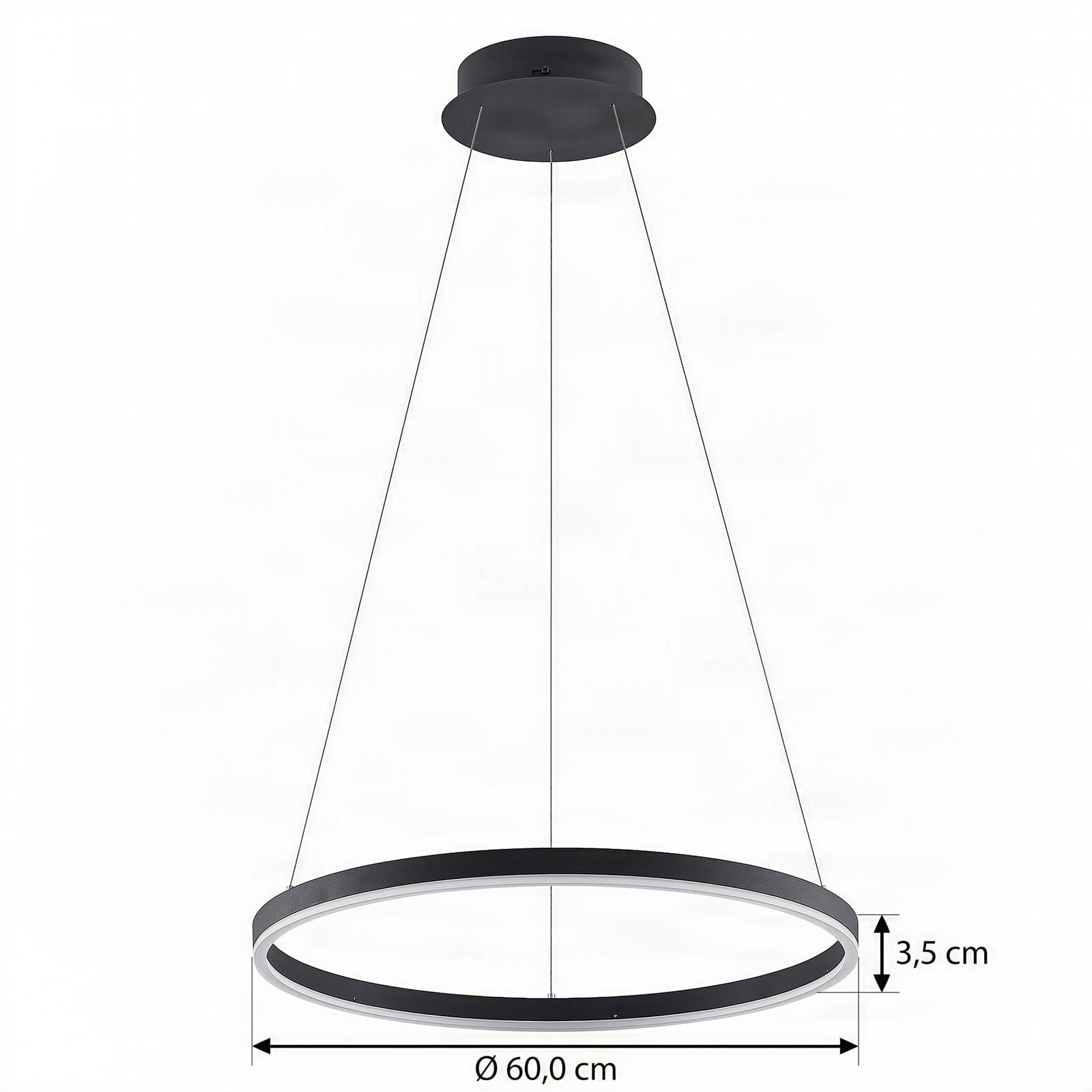 Arcchio LED hanglamp Albiona, zwart, 1 ring, Ø 60 cm Arcchio LED hanglamp Albiona, zwart, 1 ring, Ø 60 cm