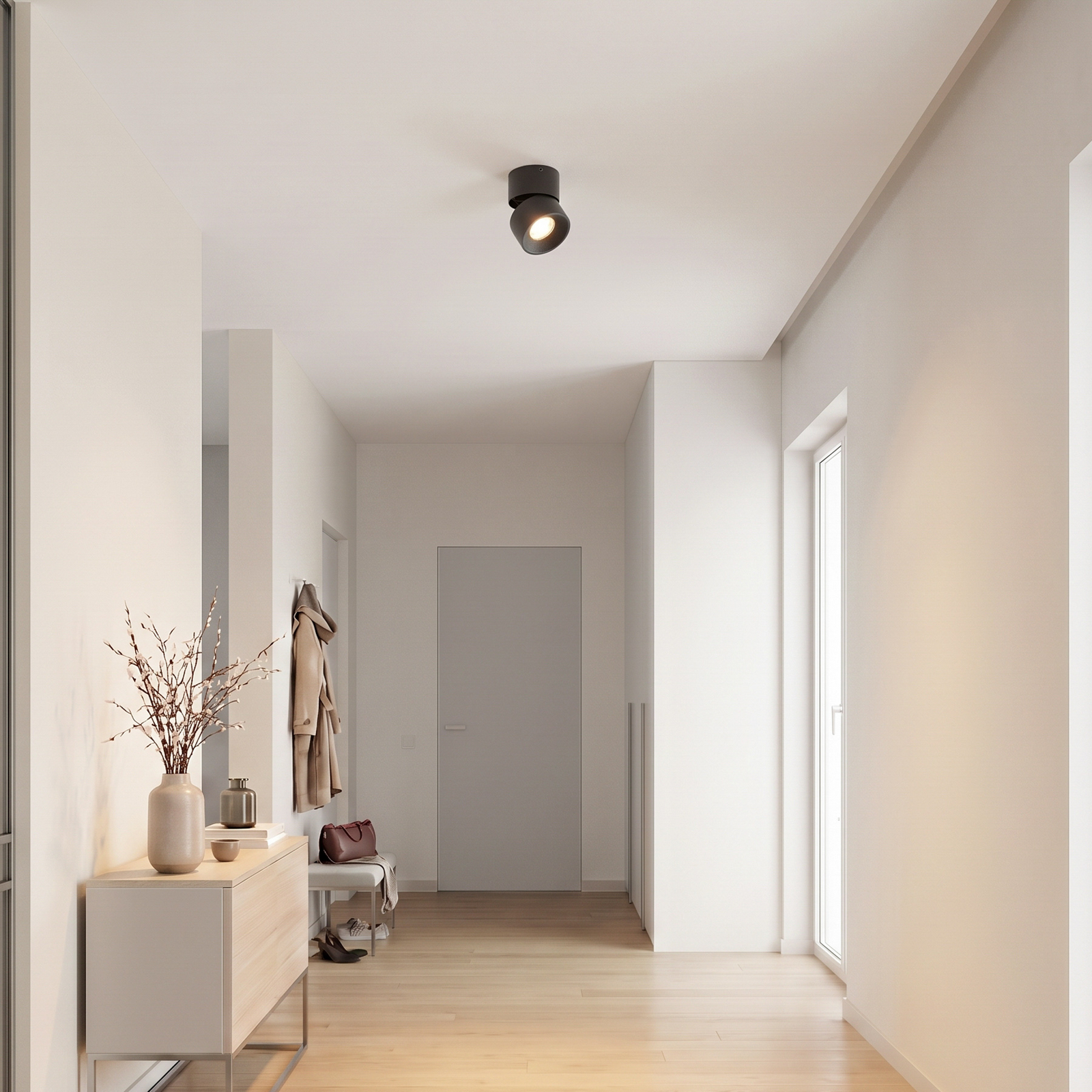 Prios Strahler Rotari basic, 1-flg., schwarz, Ø 9 cm, GU10