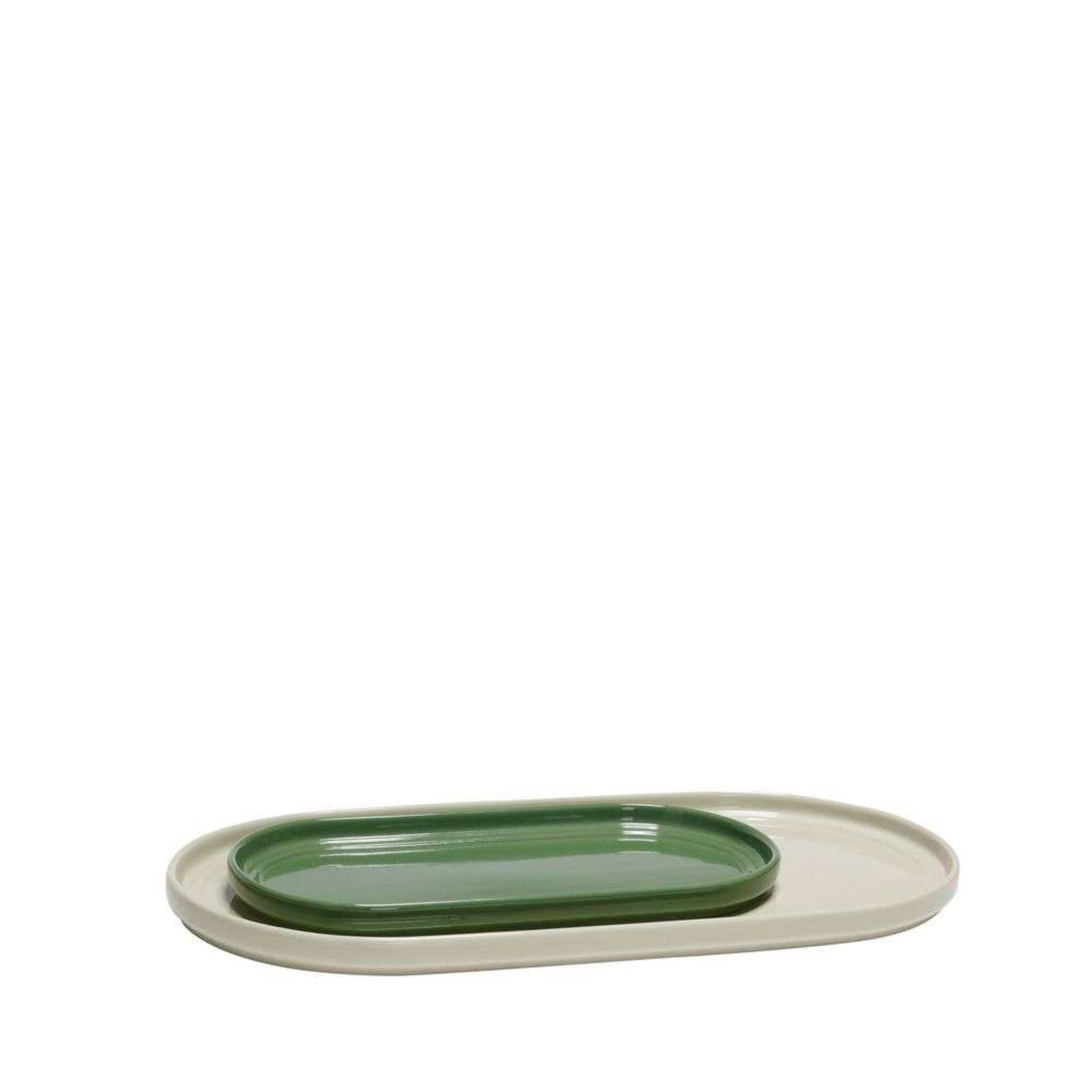 Amare Serving Trays Set of 2 Sand/Green - Hübsch