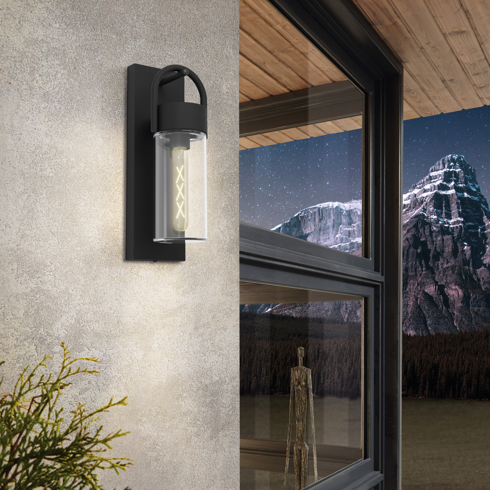 EGLO Carraro aplică de exterior, negru/clar