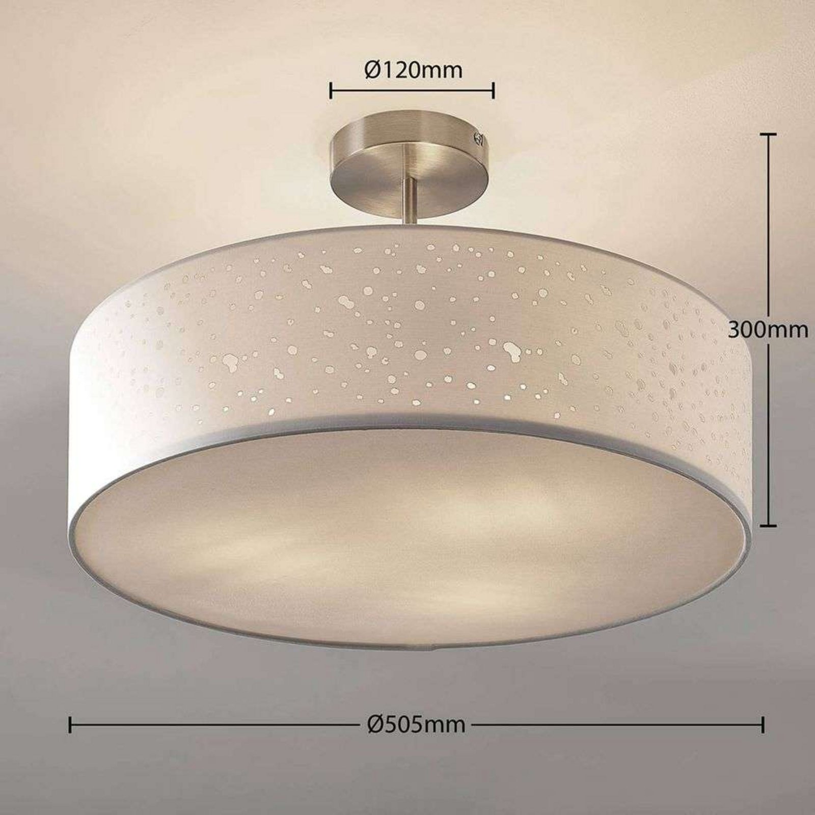 Umma Ceiling Lamp H30 White/Satin Nickel - Lindby