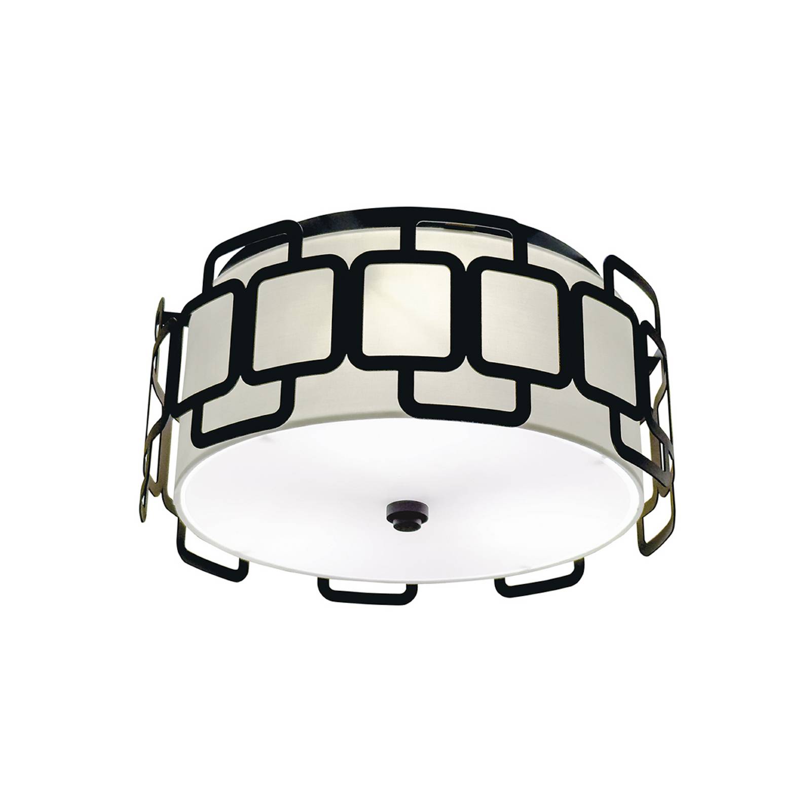 Deckenlampe Sabina, schwarz, Ø 38 cm, Metall/Textil, 3 x E27