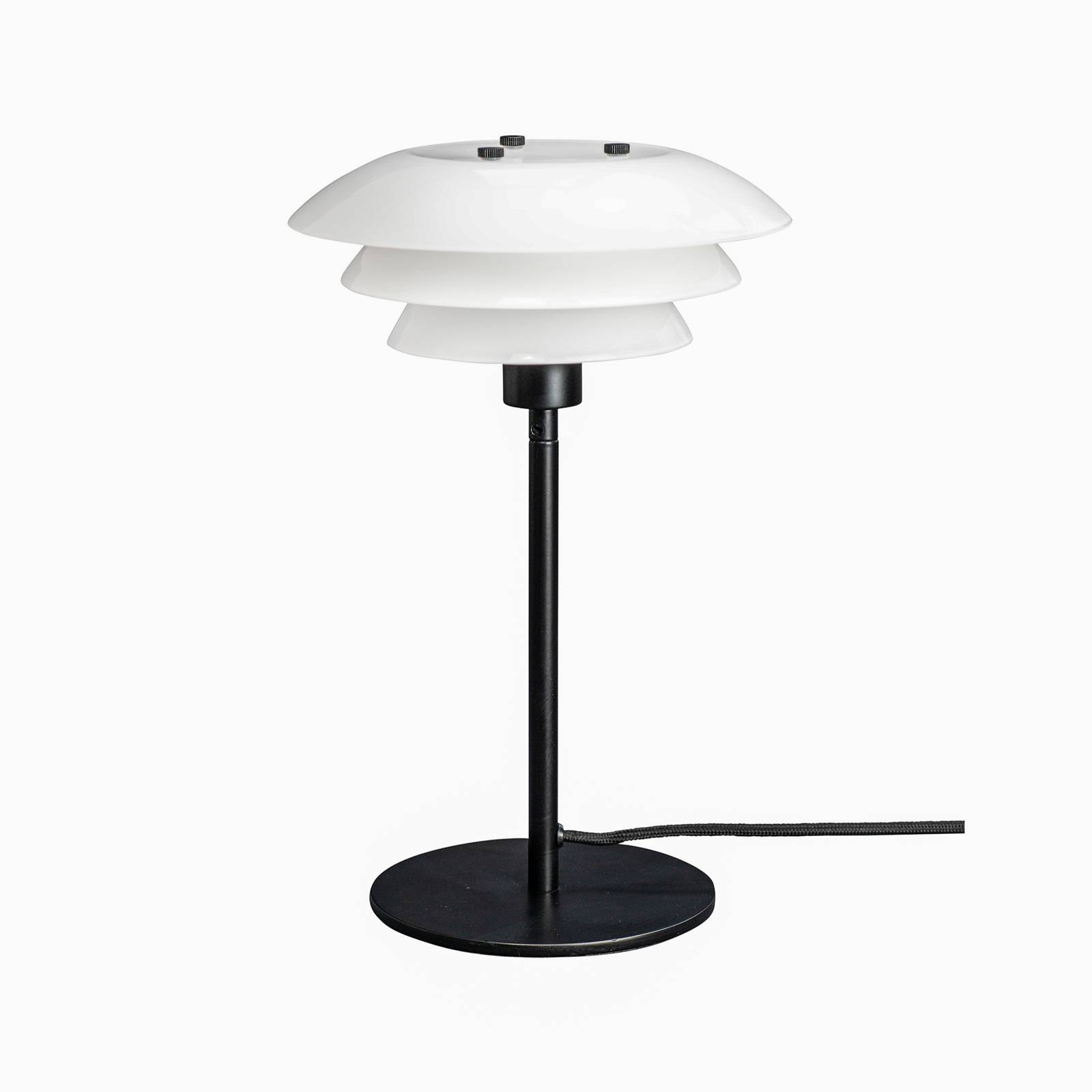 dyberg larsen - dl20 lampa sto?owa szklana, czarna, do salonu / jadalni, metal, szk?o, g9, 5w, wys. 30 cm
