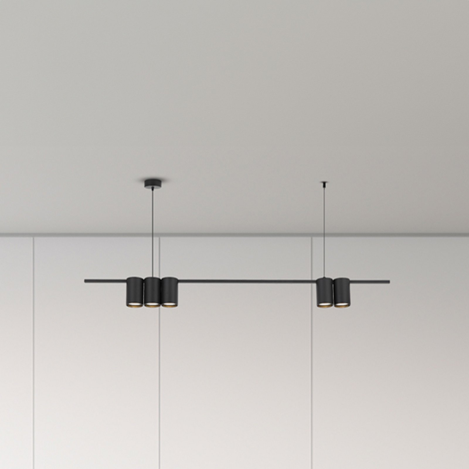 Lampă suspendată Genesis aluminiu negru 5 x GU10 lungime 100 cm