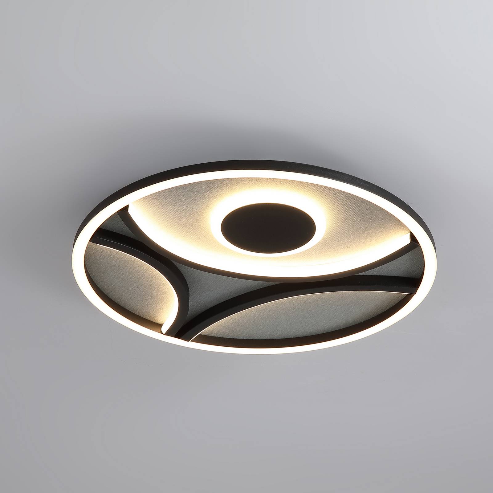 LED-Deckenlampe Zendisc, Motiv Halbkreis, Ø 39 cm, schwarz günstig online kaufen