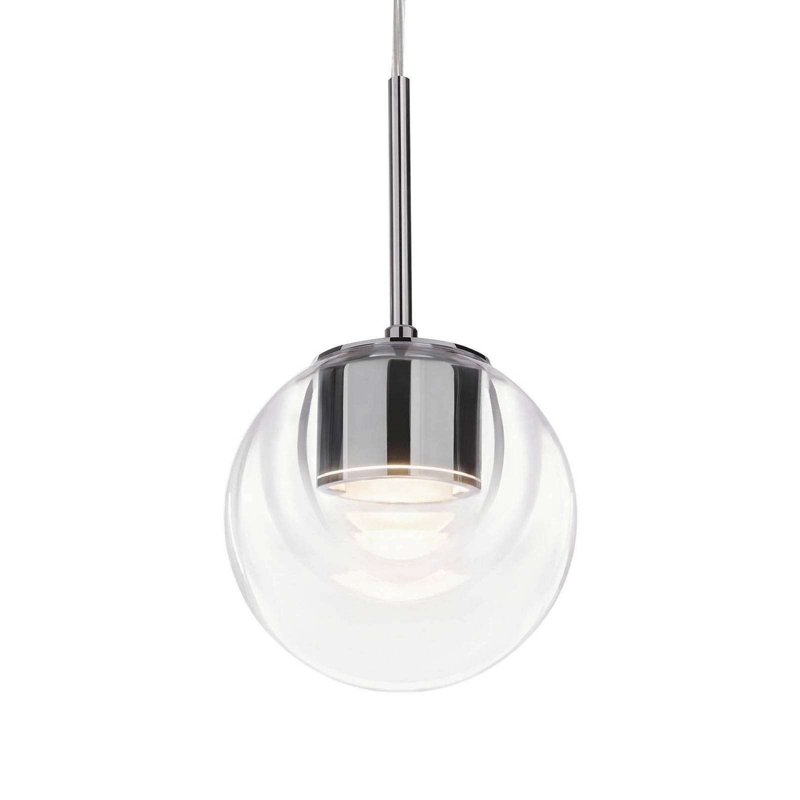 kdln LED-Hängeleuchte Dew, chromfarben, 1-flammig, Ø 11 cm