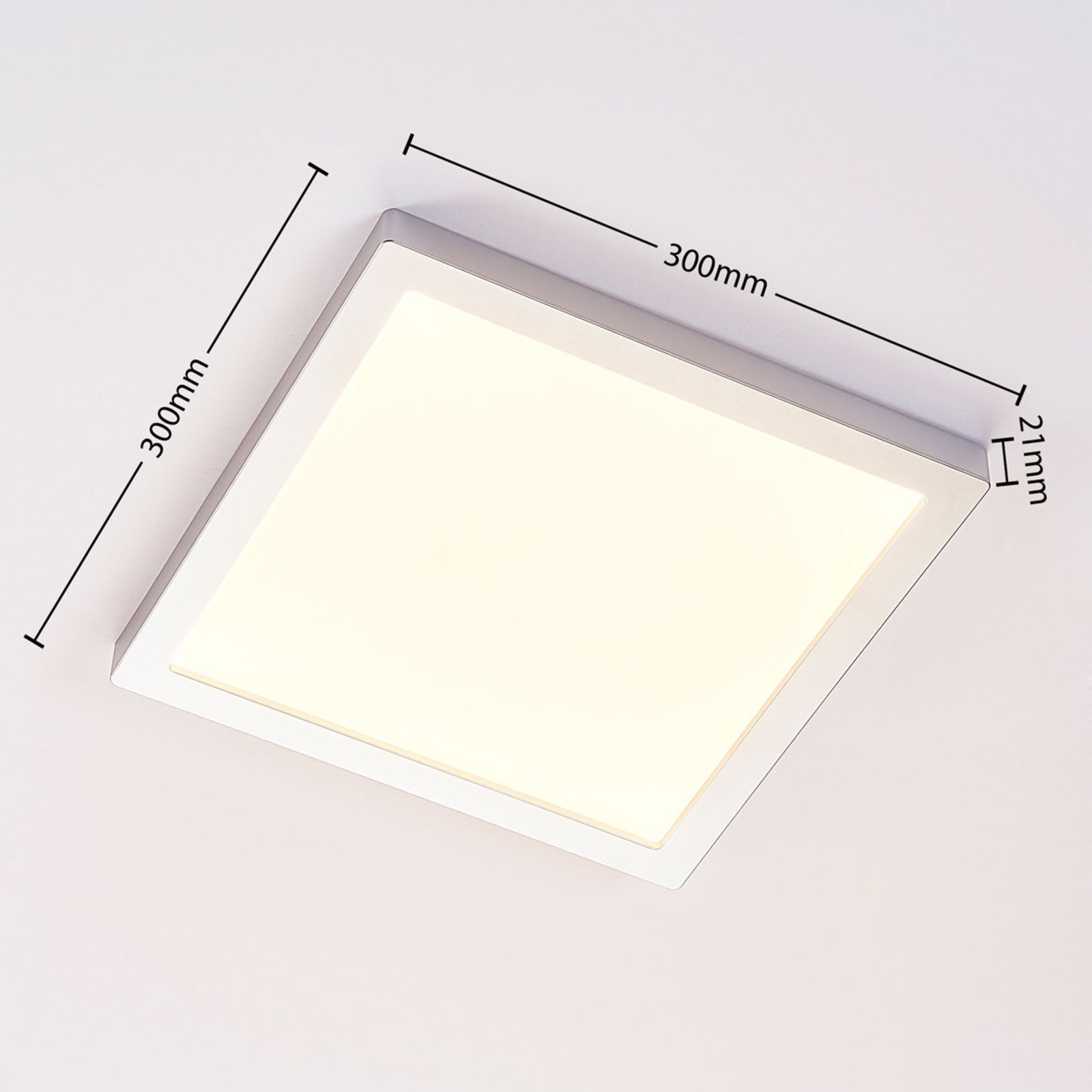 Solvie LED ceiling light, silver, angular, 30 x 30 cm
