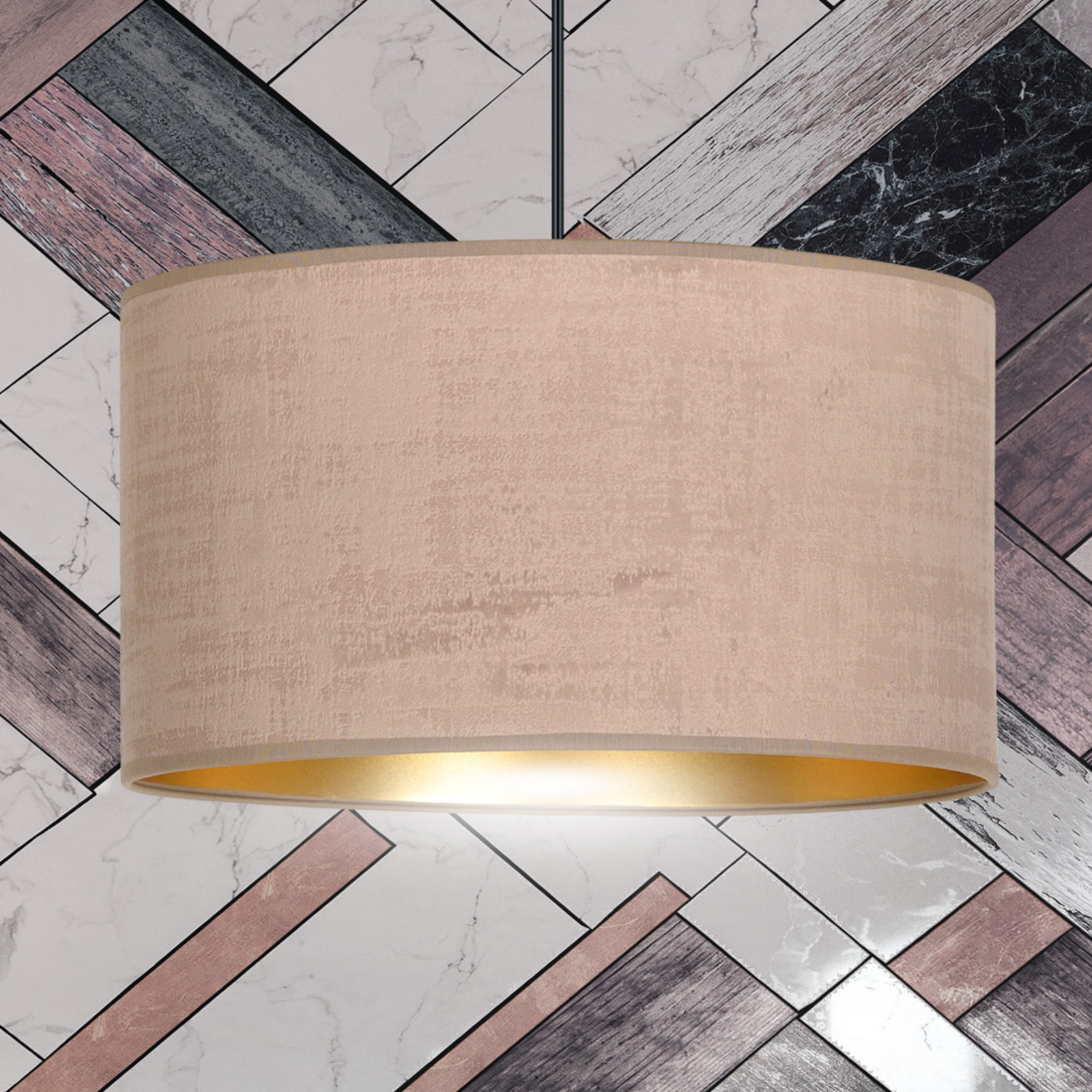 Suspension Jari abat-jour tissu 1 lampe rosé doré