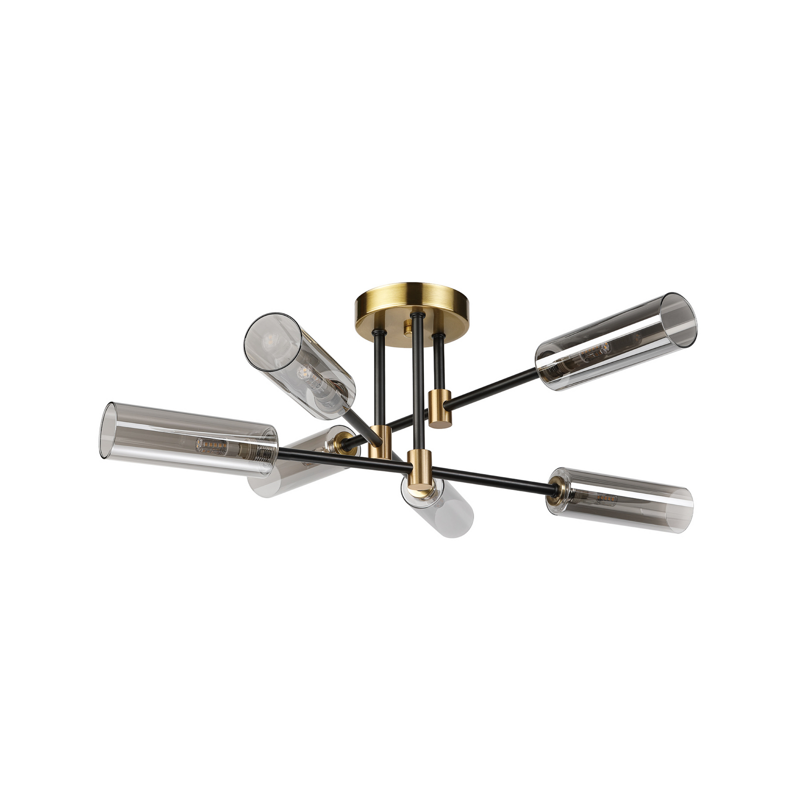 Deckenlampe Tessa, rauchgrau/schwarz/messing, Glas, G9 Deckenlampe Tessa, rauchgrau/schwarz/messing, Glas, G9