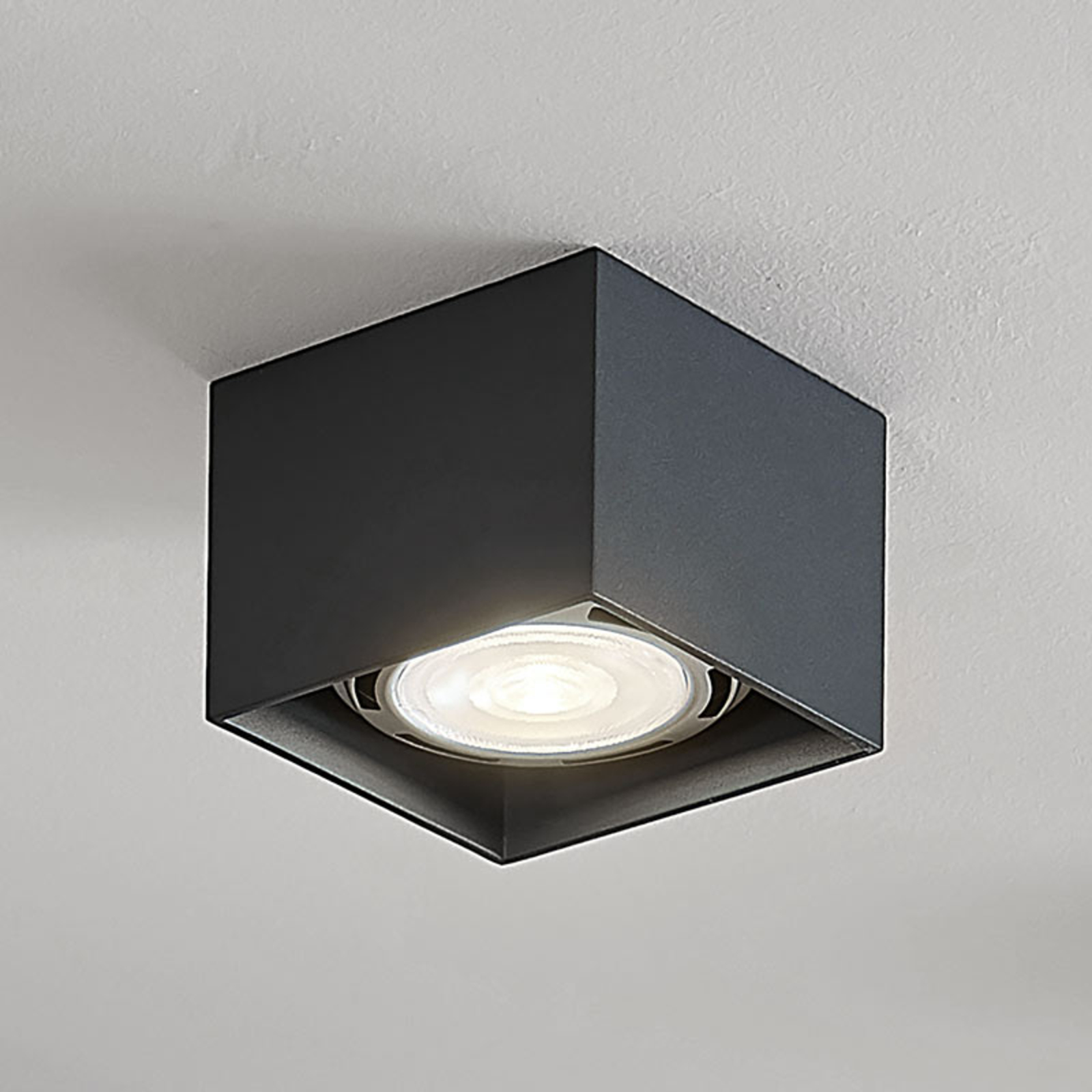 Mabel LED-loftspot, kantet, mørkegrå
