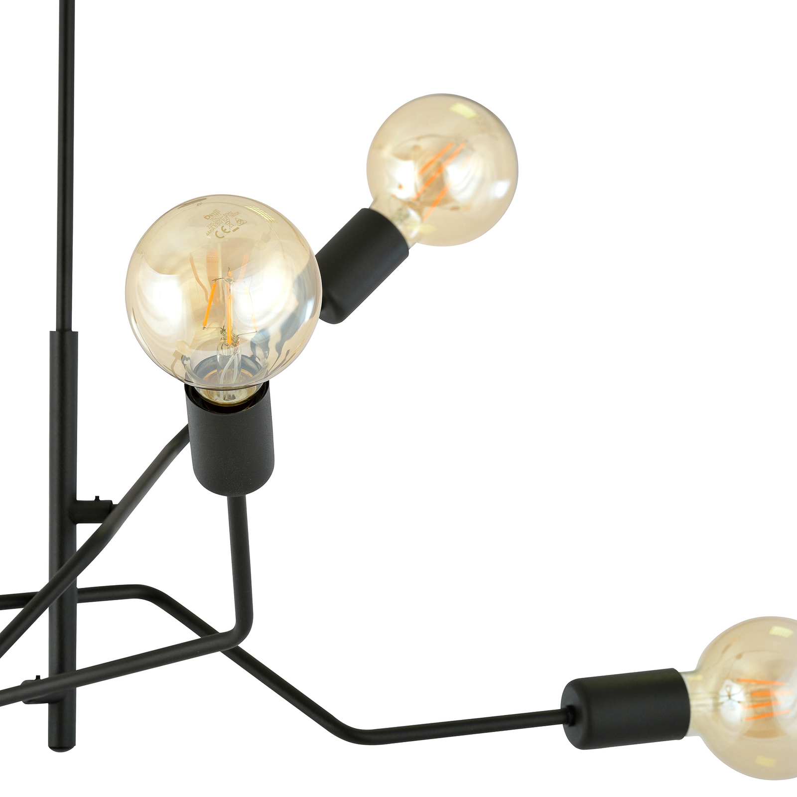 Frix ceiling lamp, black, six-bulb