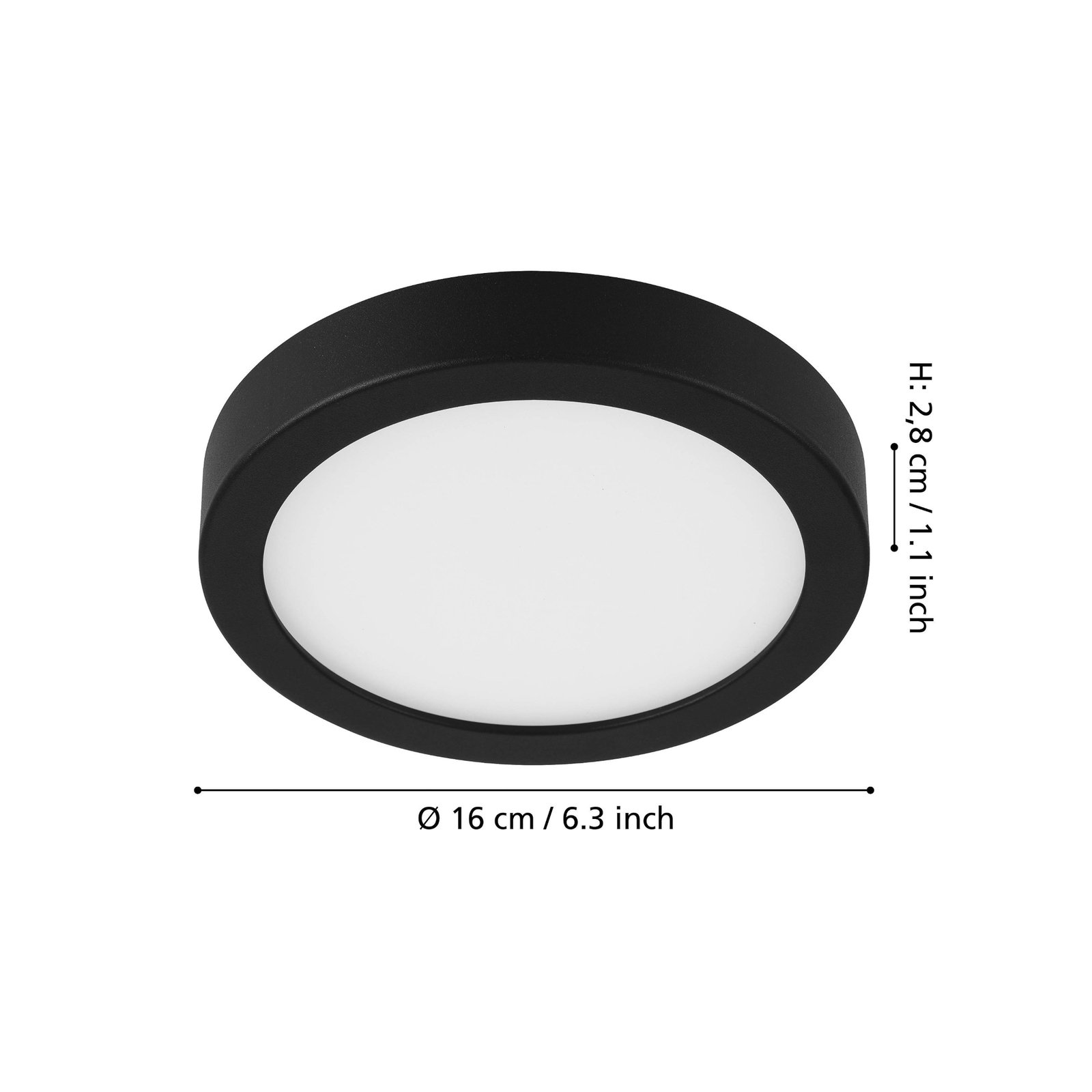 LED opbouwpaneel Fueva 5 IP20 830 zwart Ø16cm