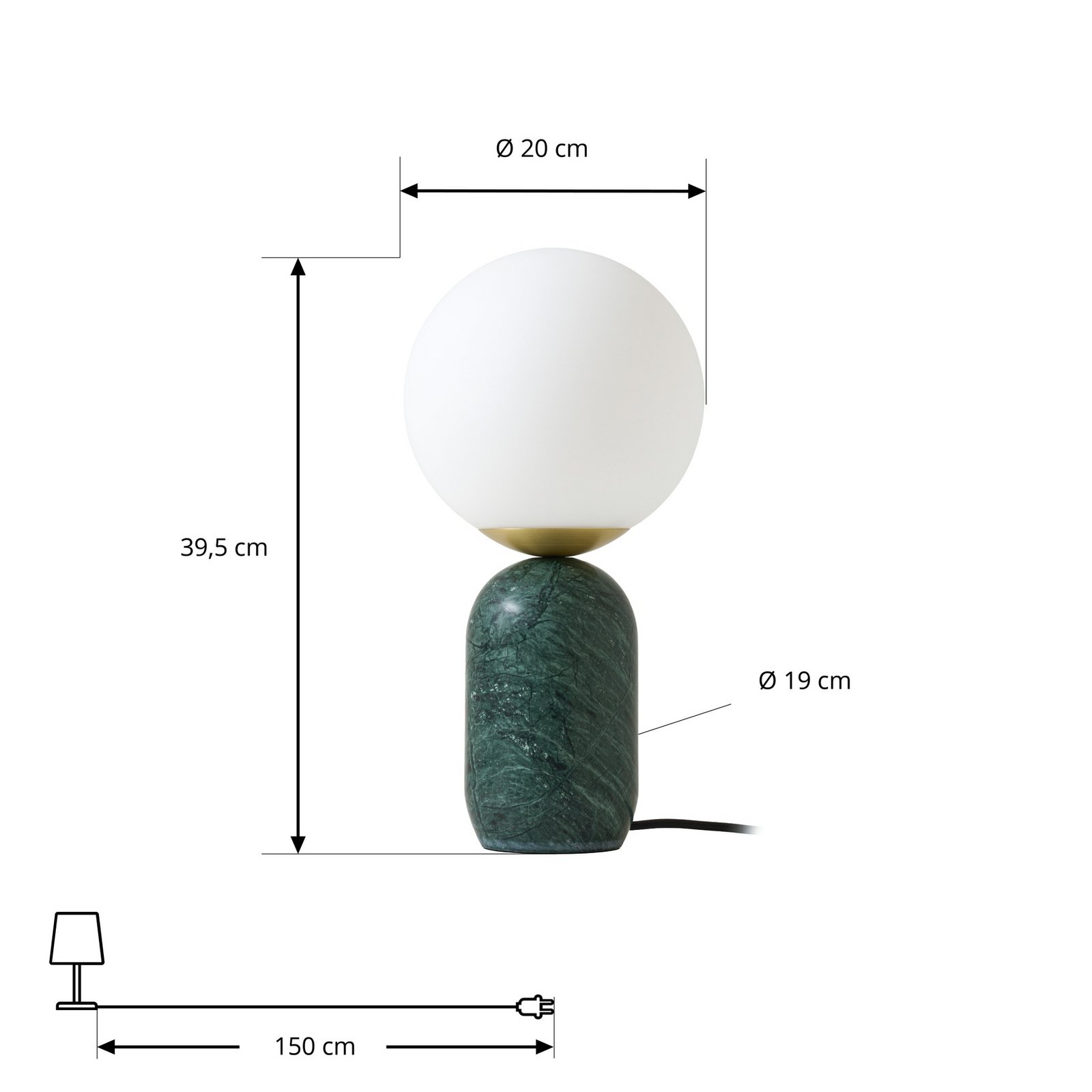 Lindby Lennes asztali világítás, zöld, márvány, üveg, Ø 20 cm Lindby Lennes asztali világítás, zöld, márvány, üveg, Ø 20 cm