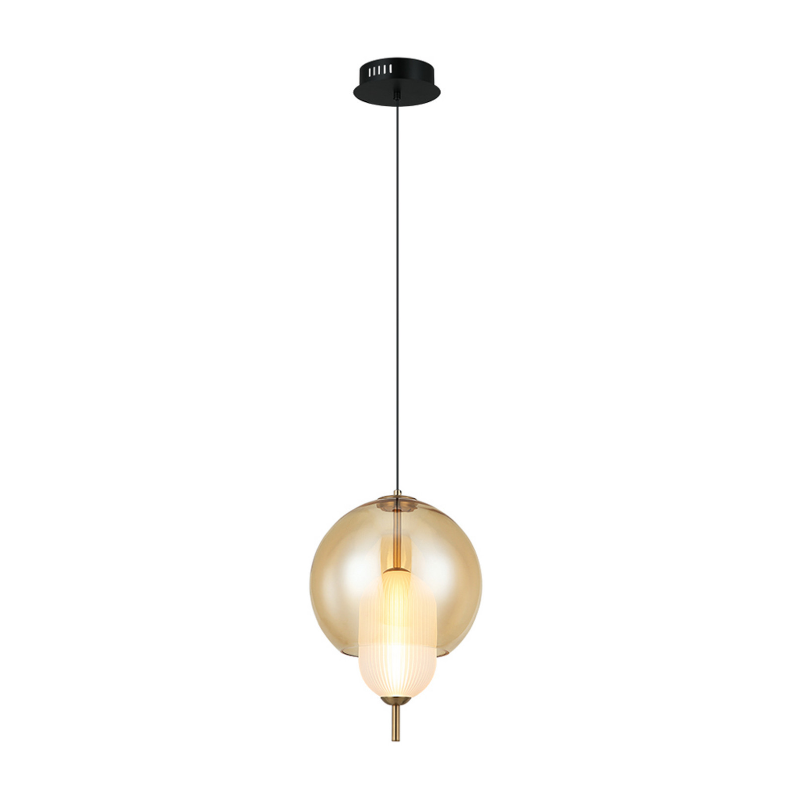 Viokef Lampă suspendată LED Adol culoare chihlimbar Ø 25 cm sticlă - Camera de zi / sufragerie - chihlimbar alb negru bronz