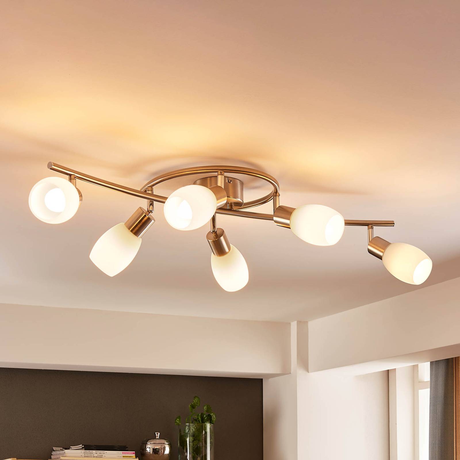 Lindby Arda LED-Strahler, Glas, sechsflammig 75 cm