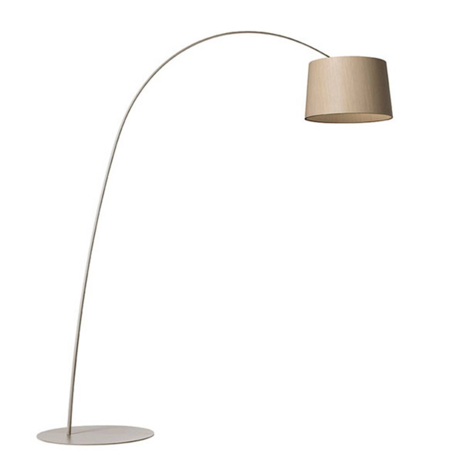 Foscarini Twiggi Wood LED floor lamp greige, for Living / Dining Room, maple wood, fibreglass coated, plastic, aluminium, 37 W, H: 256 cm
