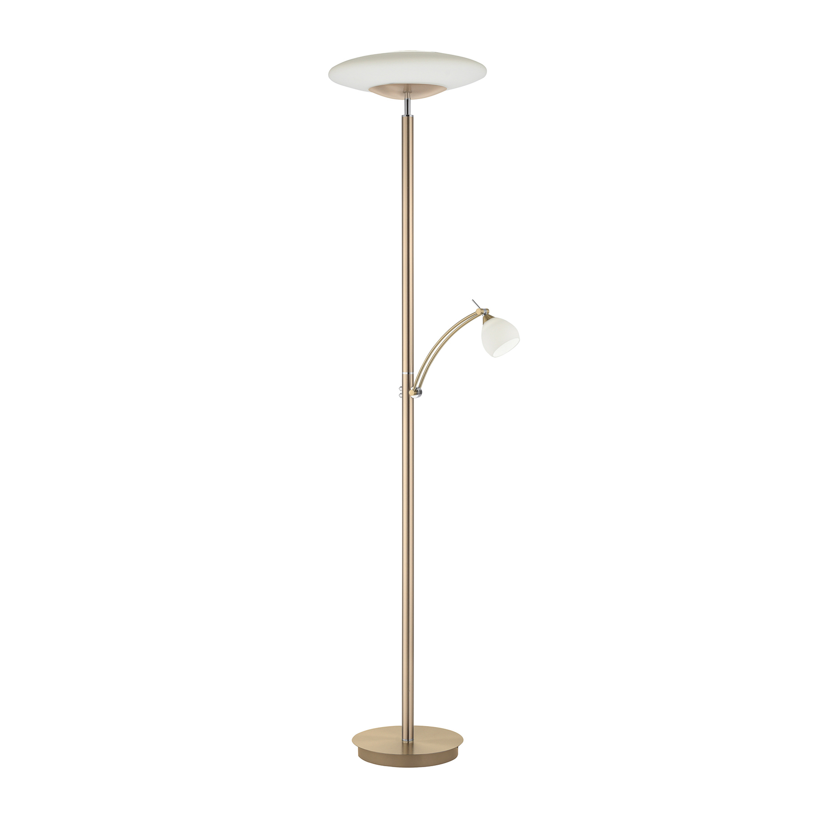 LED-Stehleuchte Troja mit Lesearm, dimmbar, gold