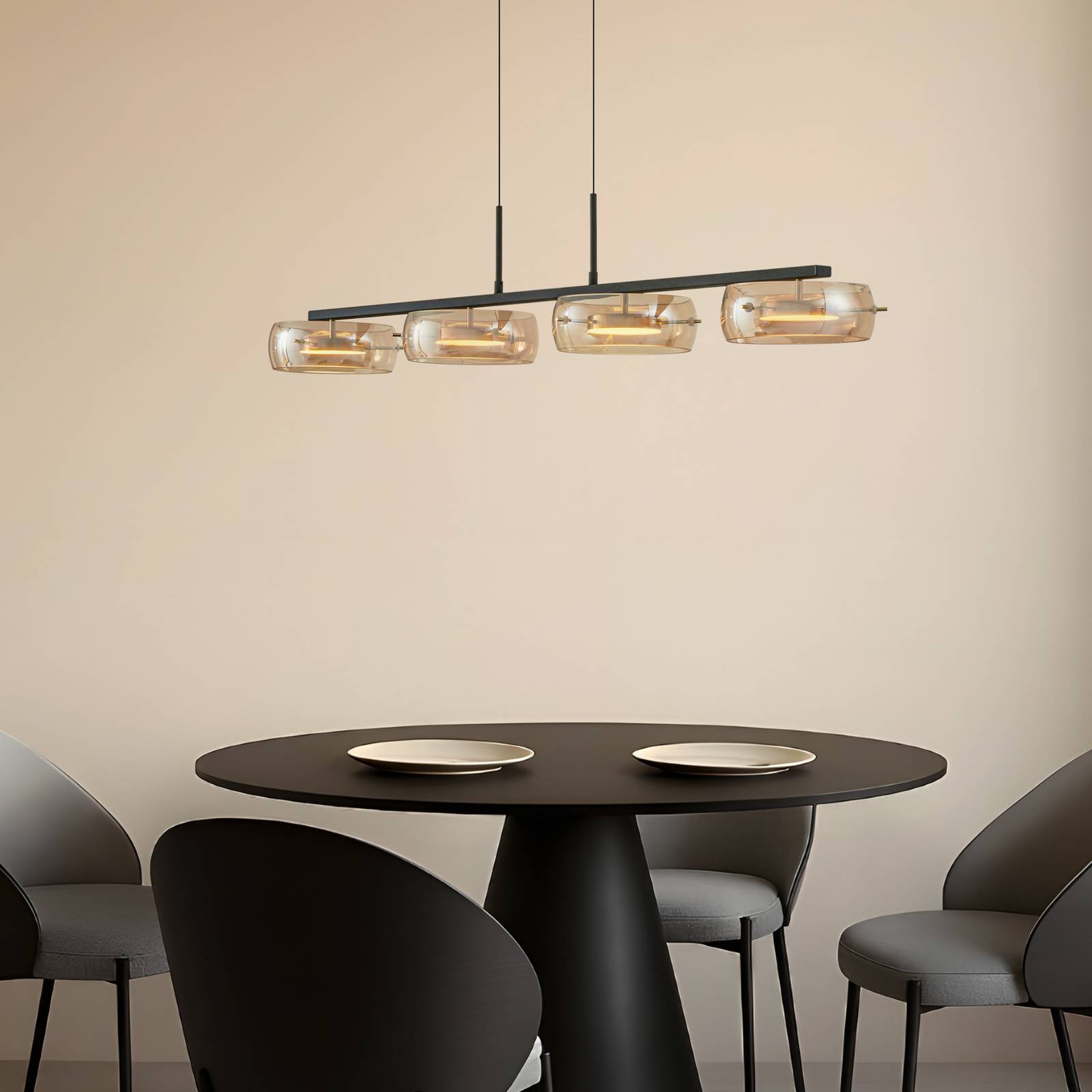 Lucande LED-Hängeleuchte Martis, amber, 4-flg., dimmbar günstig online kaufen