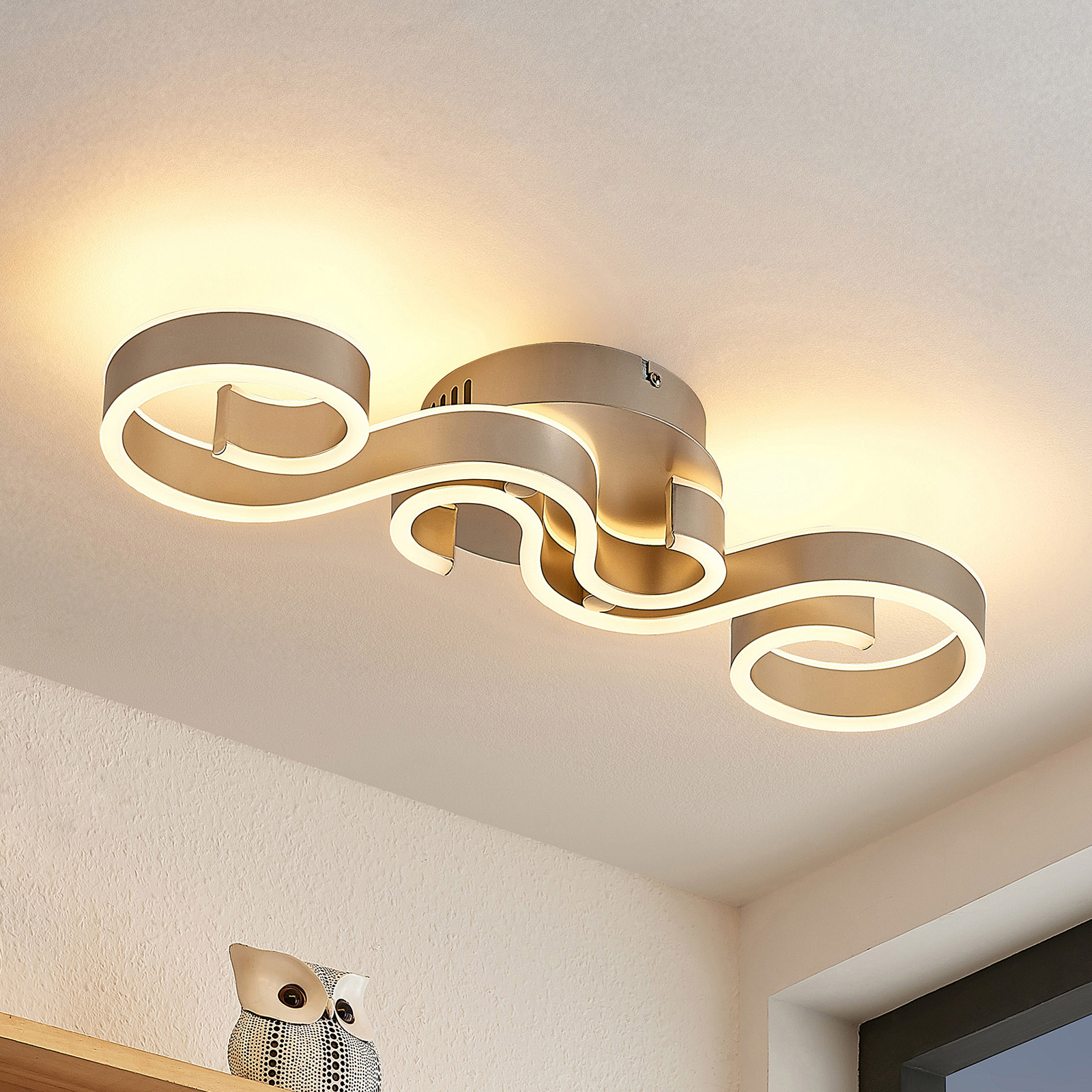 Lucande Admira LED ceiling lamp 51.7 cm, nickel