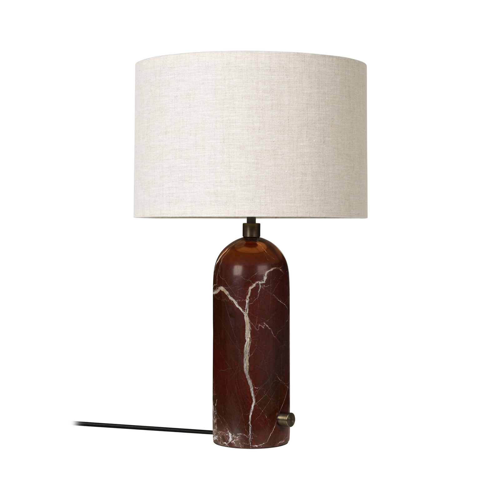 Lampe à poser Gubi Gravity Small, marbre rouge, toile crème Lampe à poser Gubi Gravity Small, marbre rouge, toile crème