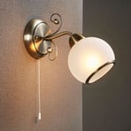 Lindby wall light Corentin, white/brass, glass, E14