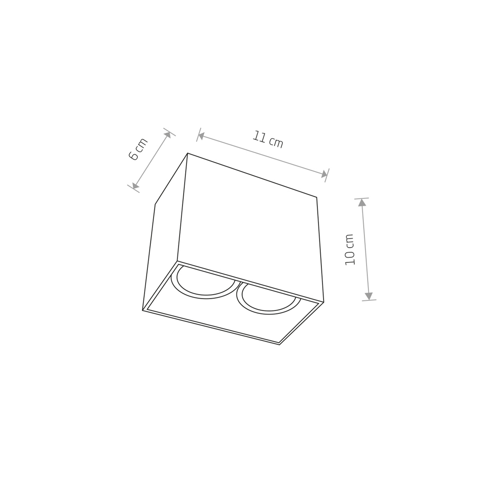 Downlight Gap in eckiger Form, zweiflammig schwarz