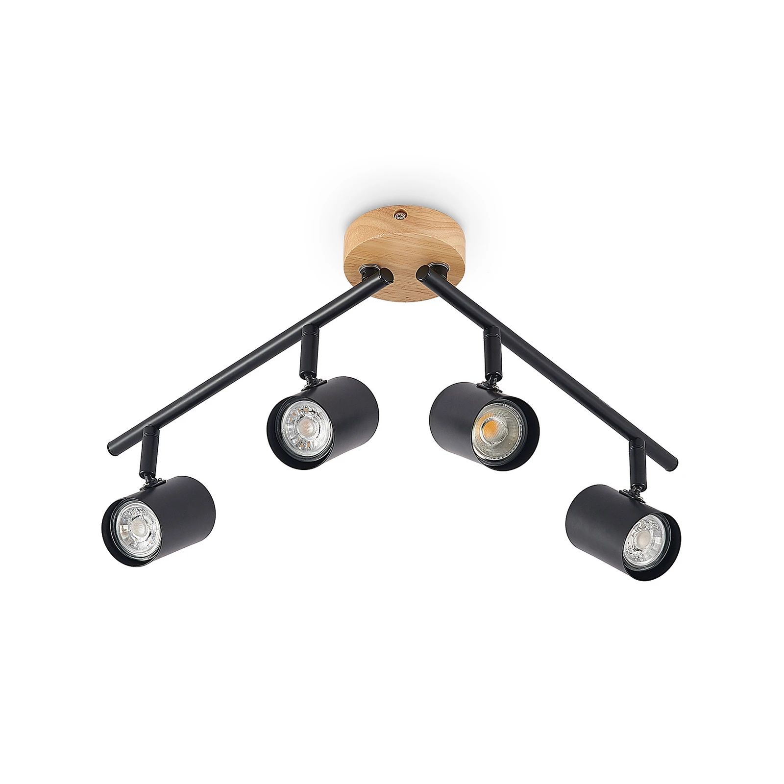 Lindby plafonieră Xiomara, 4 becuri, 68 cm lungime, lemn