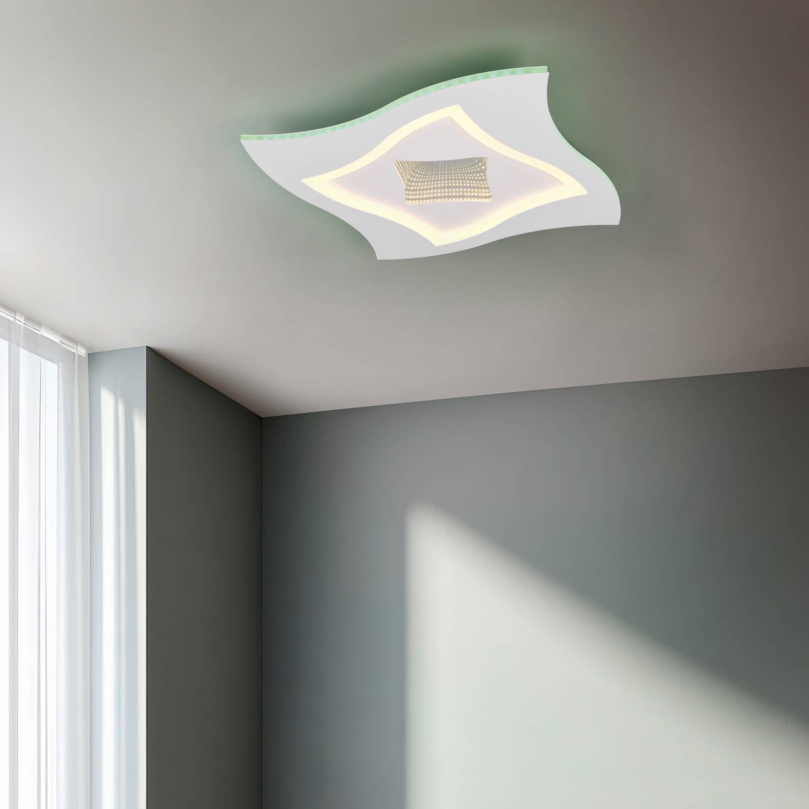  Trio Lighting Led-deckenleuchte Klint, Länge 50 Cm, Weiß Matt, Metall Rgbw 
