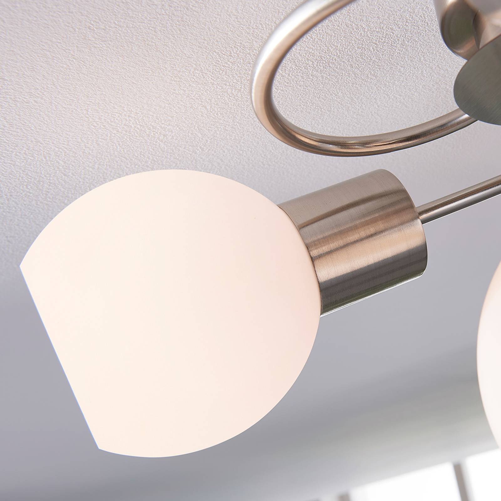 Lampa sufitowa Lindby Ciala, 43 cm, 4-punktowa, kolor nikiel, szkło