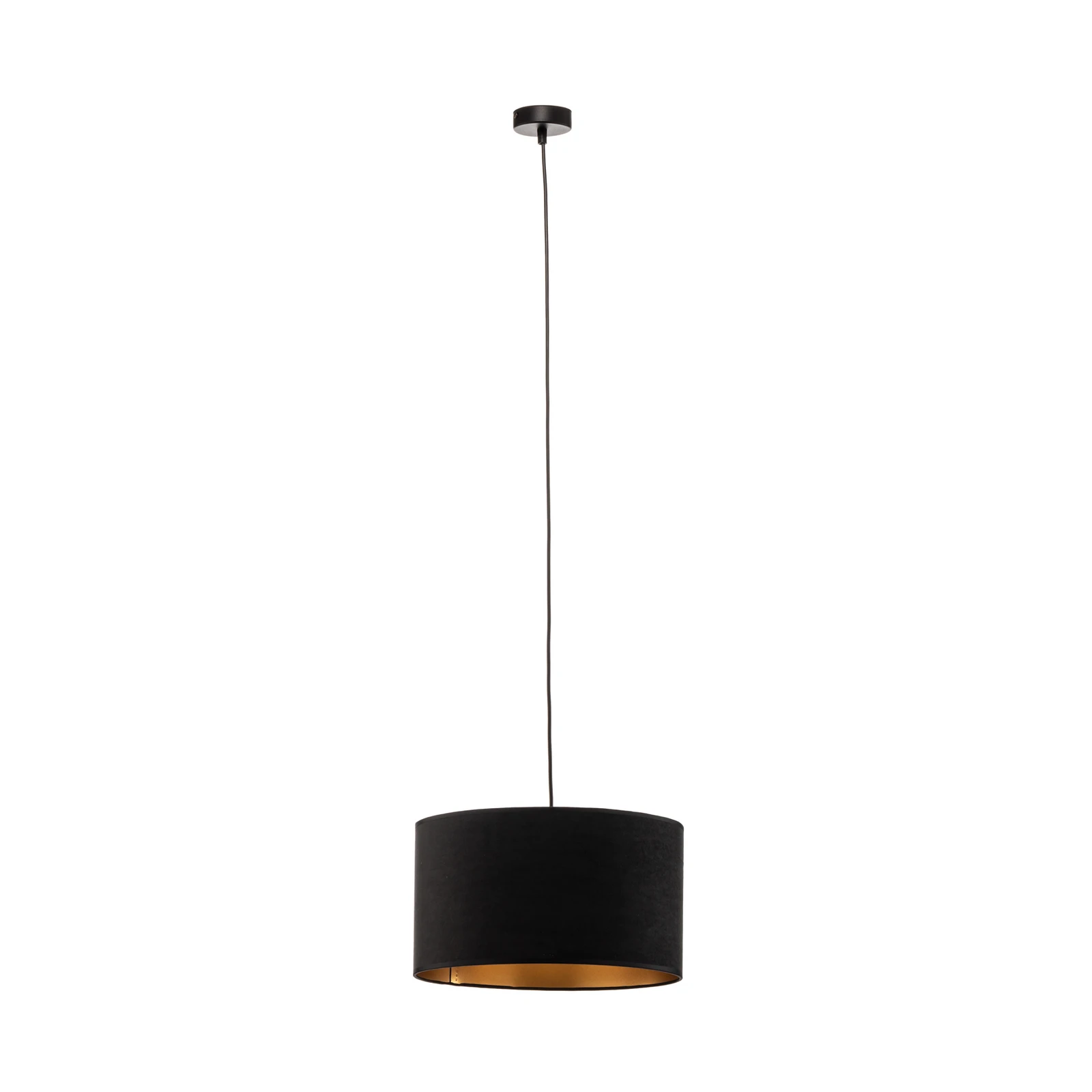 Piekaramā lampa Jari auduma abažūrs 1fl, melna-zelta