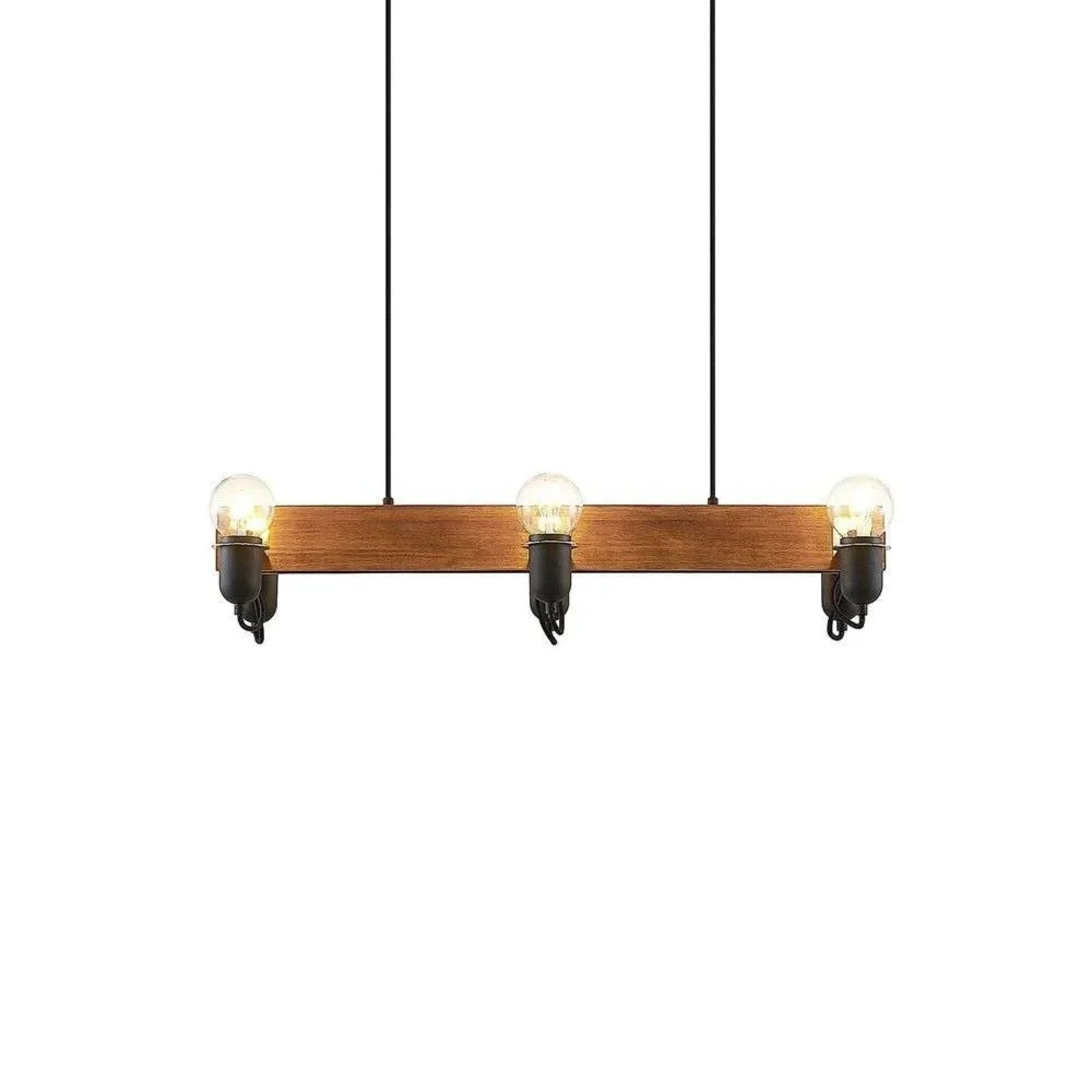 Becky Závěsná Lampa Wood/Black/Brass - Lucande