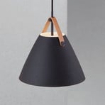 Strap hanging light in black, Ø 27 cm