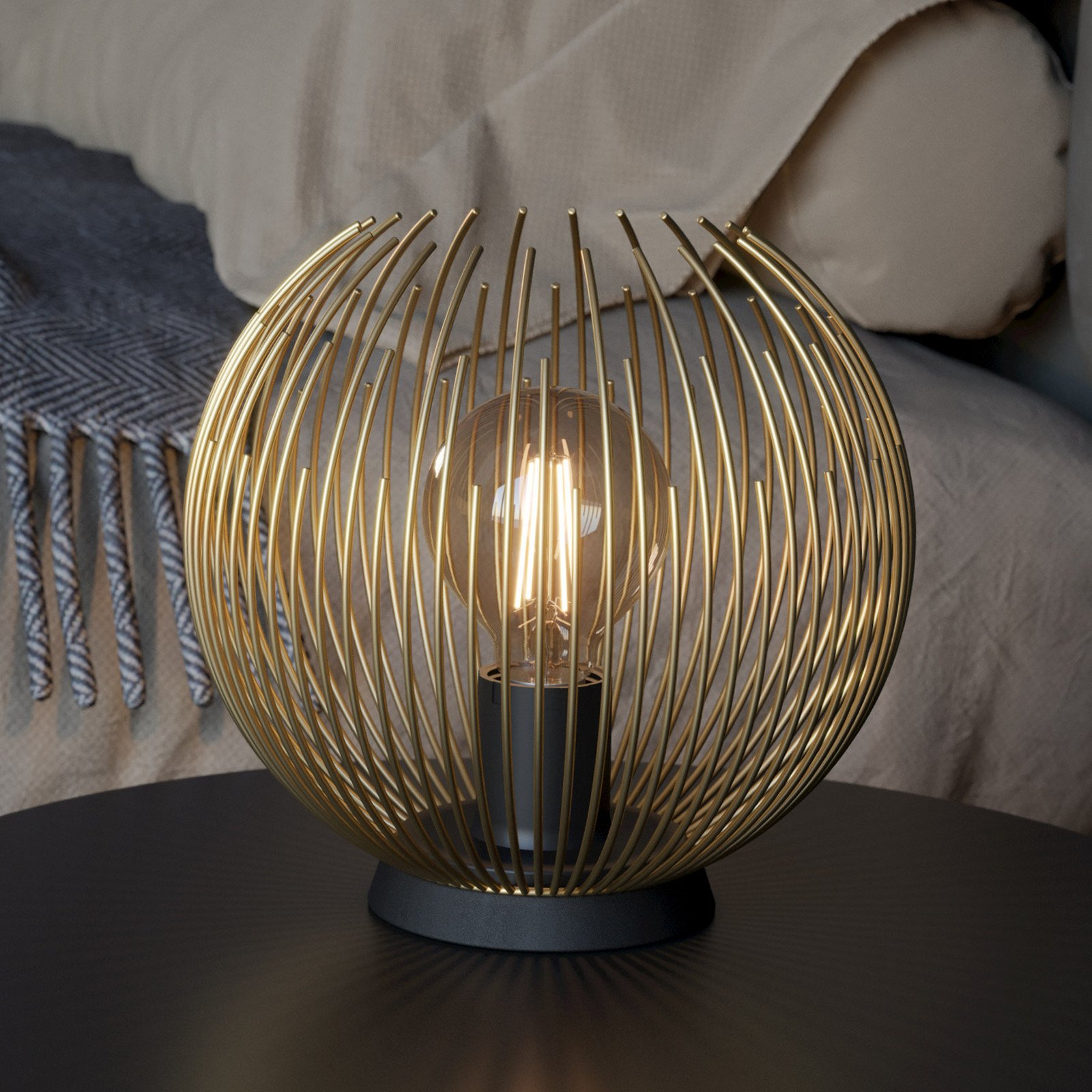 EGLO Lampă de masă Venezuela abajur din tije de aur - Camera de zi / sufragerie - modern - auriu negru - Metal