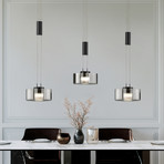 LED-pendellampe Lavin, længde 100 cm, sand sort/røggrå