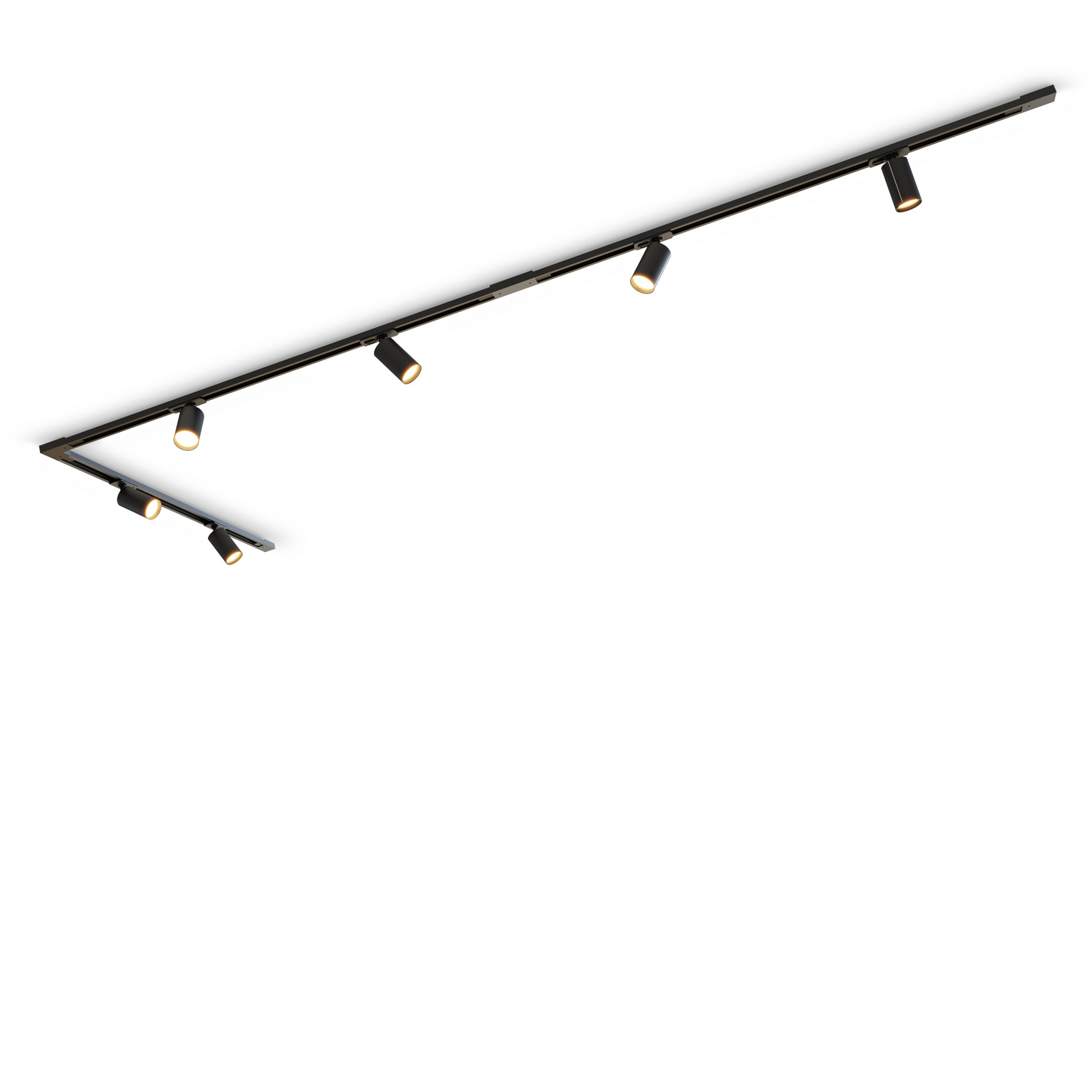 Calex Schienenset, 6 GU10-Spots, schwarz, Länge 3 m, Metall