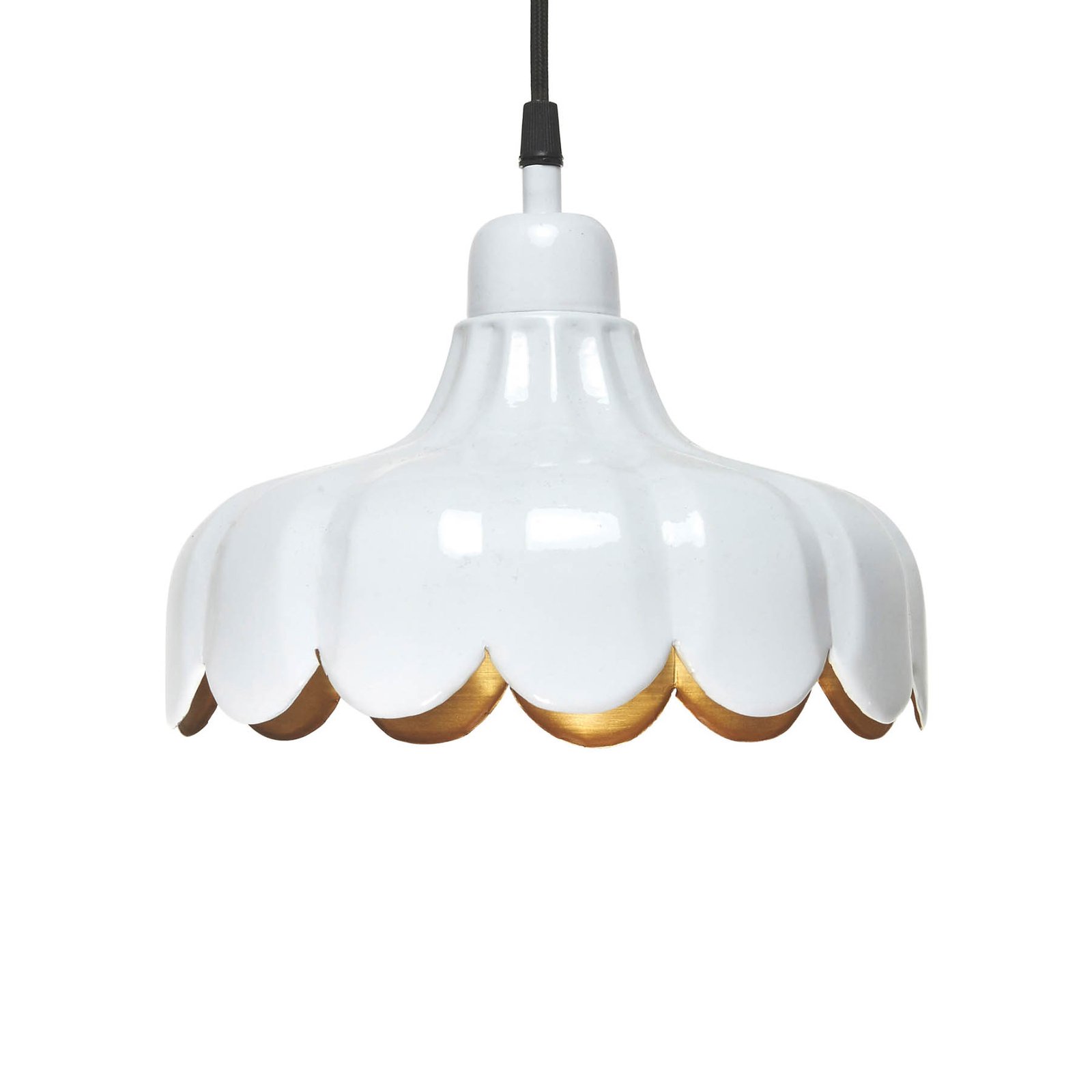 PR Home hängande lampa Wells Small, vit/guld, Ø 24 cm, stickpropp