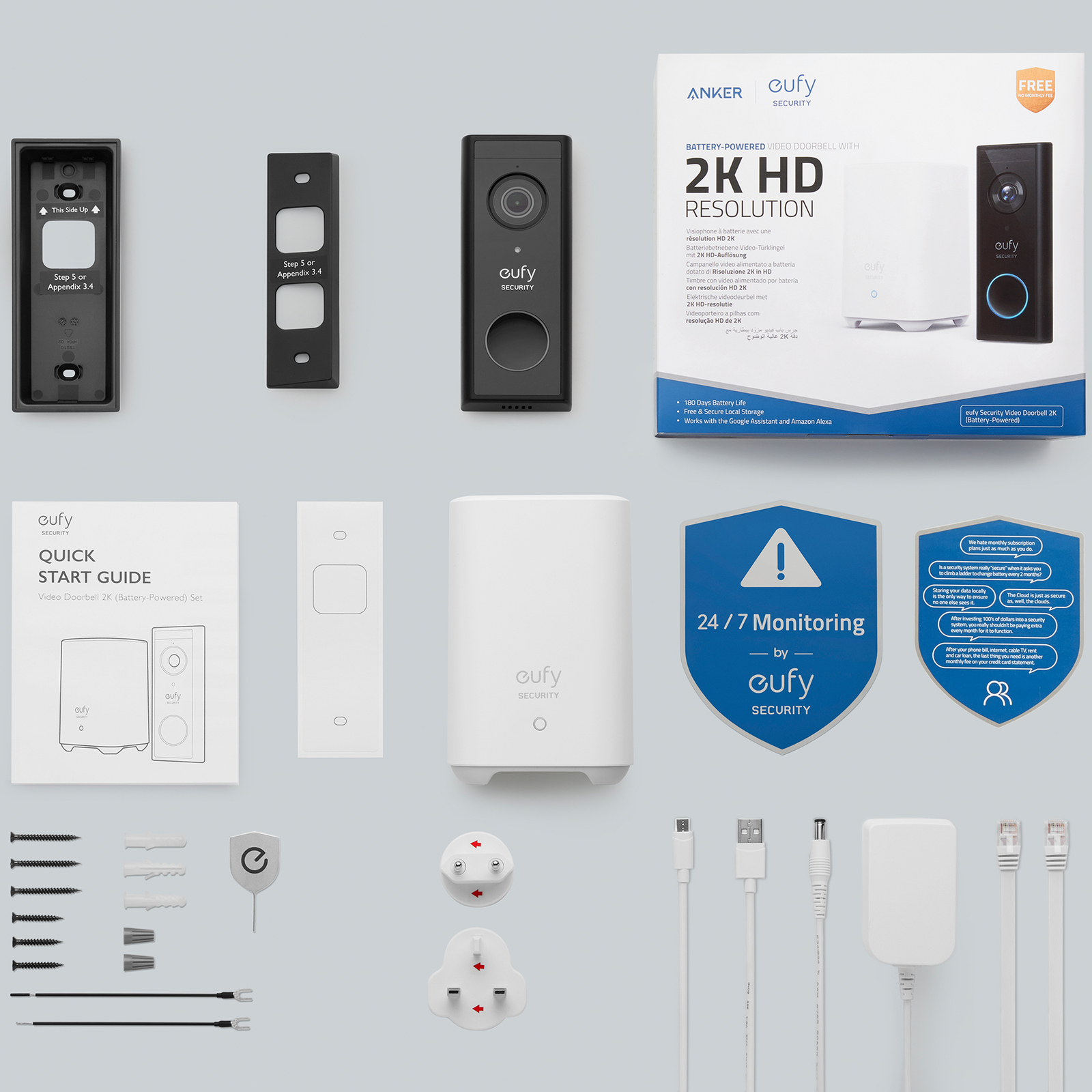 EUFY Security 2K oplaadbare videodeurbel, HomeBase 2